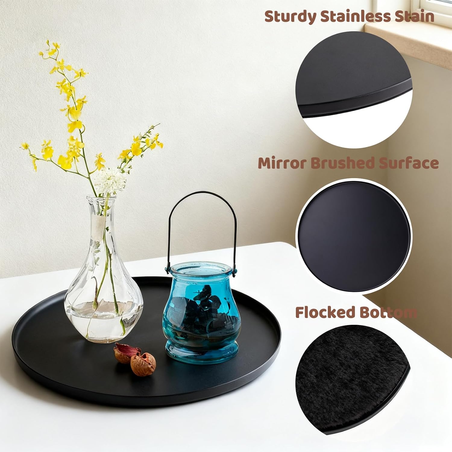 Tray Round Serving Platter / Black / 12 x 0.4