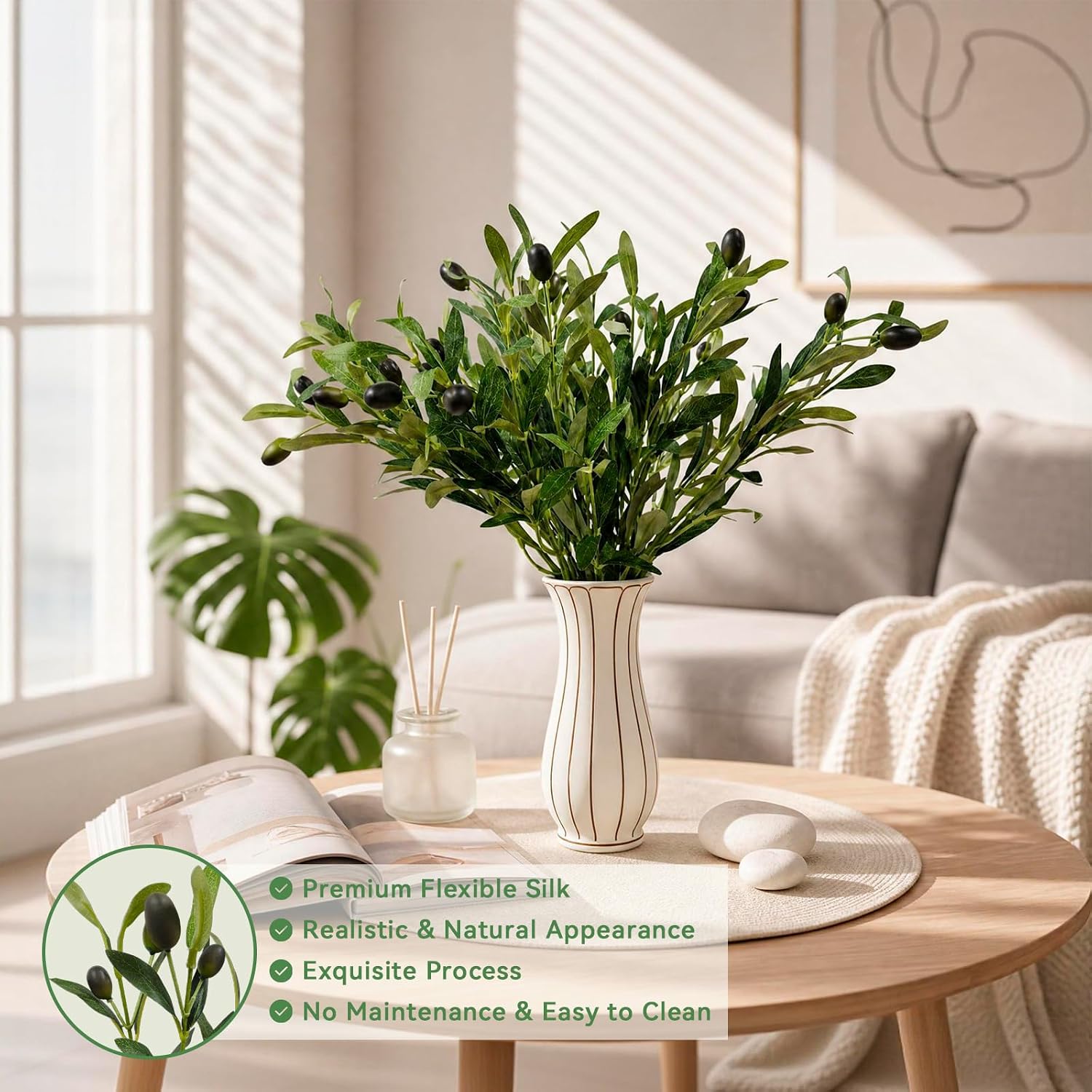 Faux Olive Branches / 18 Inch / Set of 6