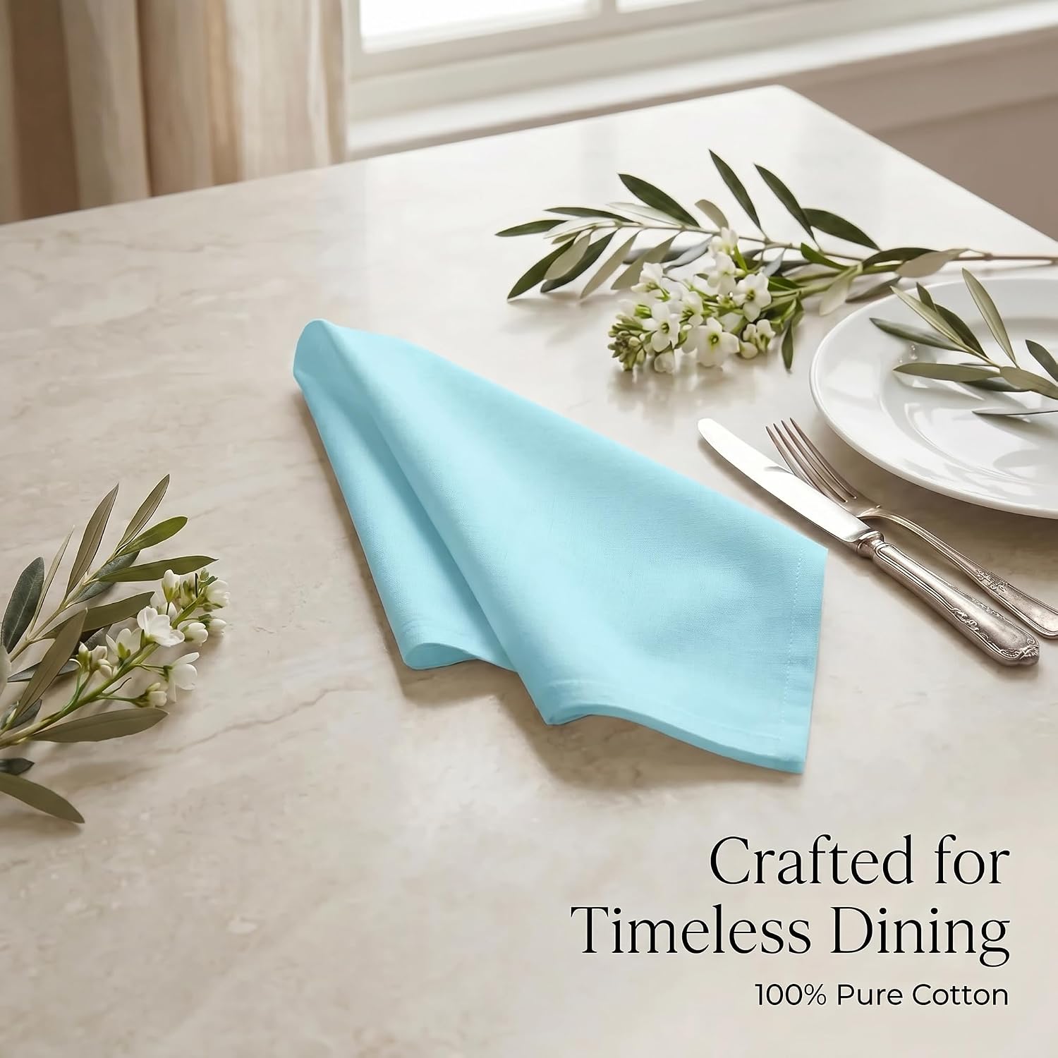 Urban Villa Cloth Napkins Cotton 20x20 (Set of 12) Aqua