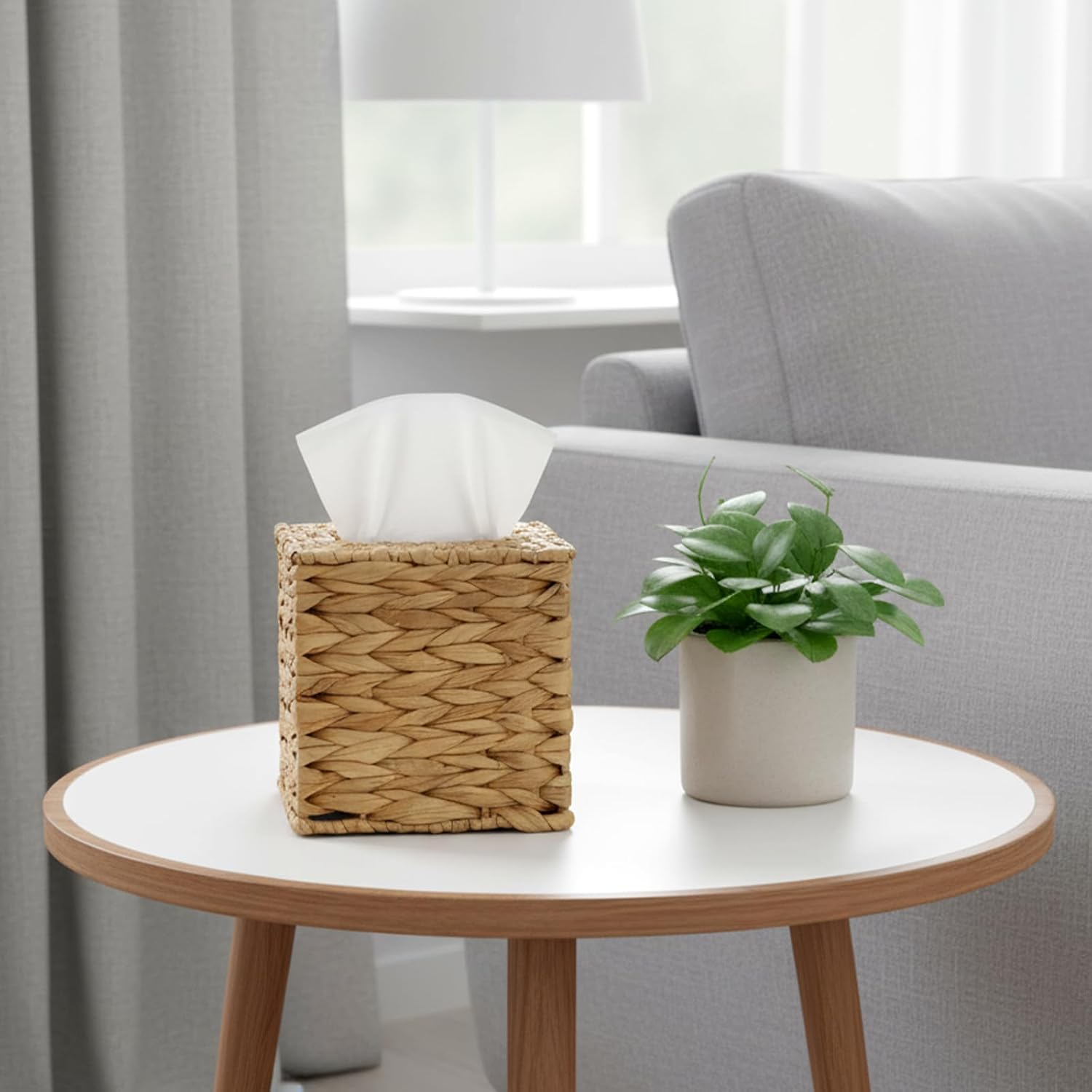 Water Hyacinth Handwoven Tissue Box Cover Handmade Napkin Tissue Box Holder / Natural / Set of 2