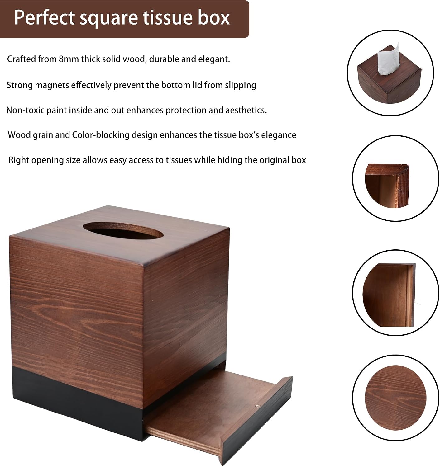 Wooden Tissue Box Holder / Pine Wood