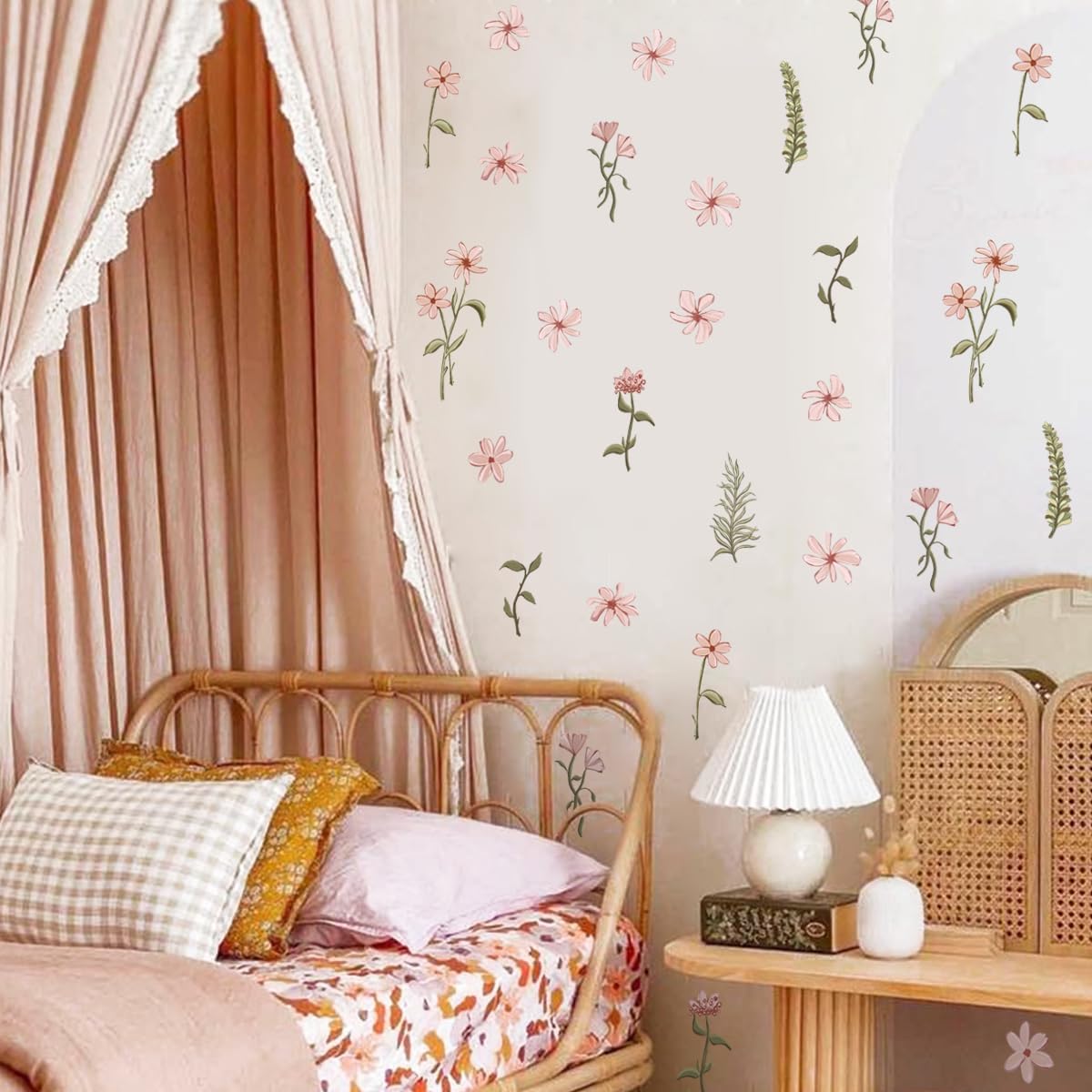 Boho Watercolor Flower Wall Stickers / Flower Wall Stickers-6591