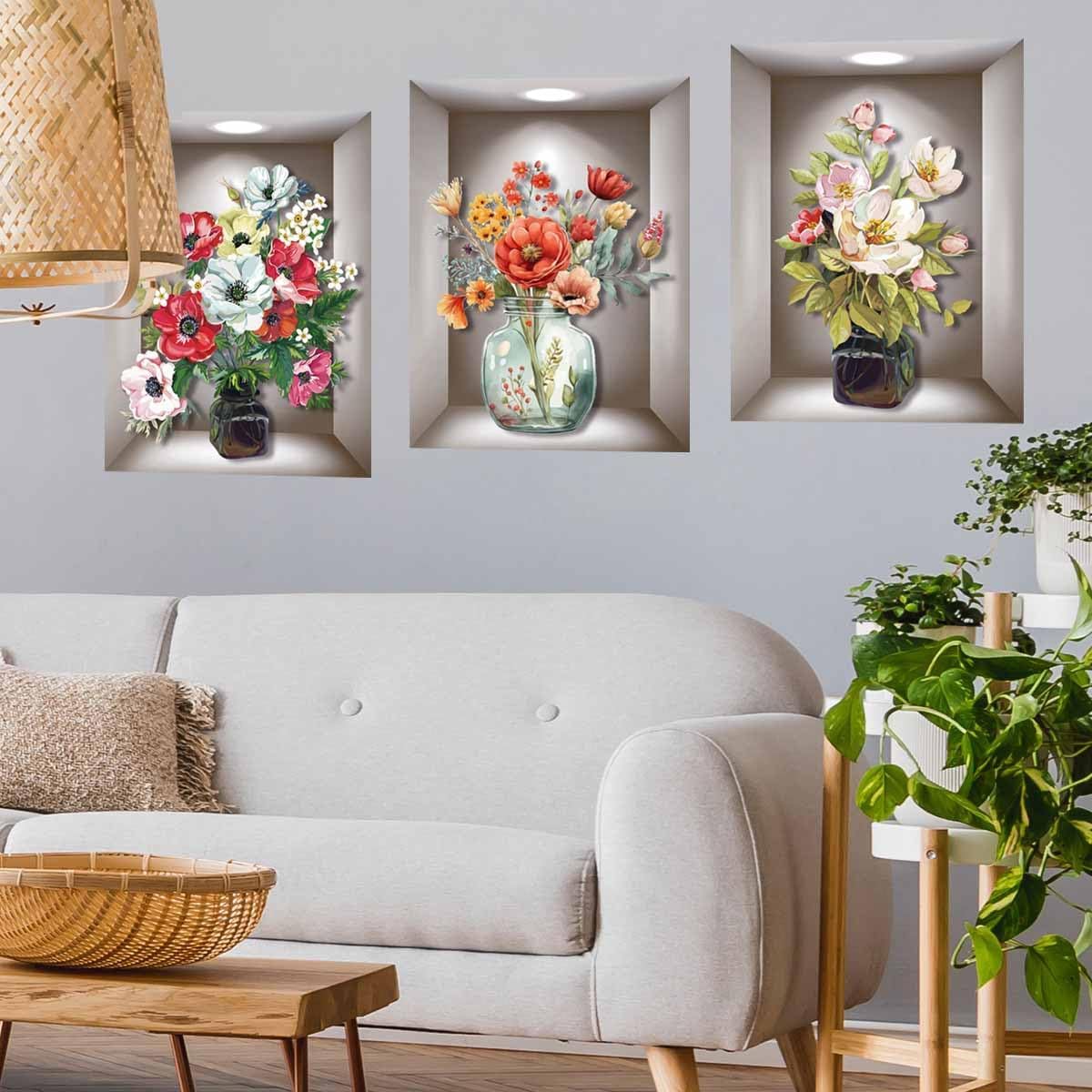 Vintage Flower Wall Art / Set of 3