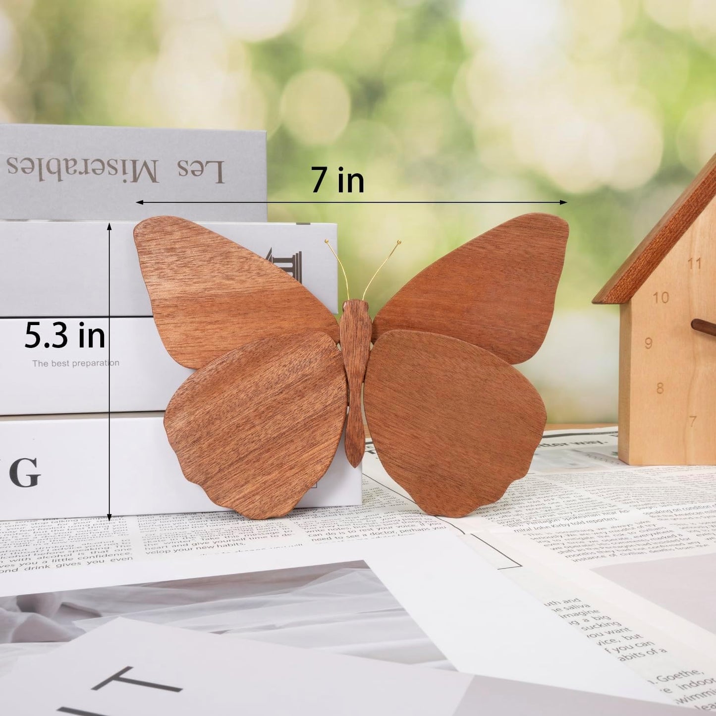 Handmade Wooden Butterfly Wall Art Hanging Decor Butterflies Wall Art Hanging / Brown / Set of 2
