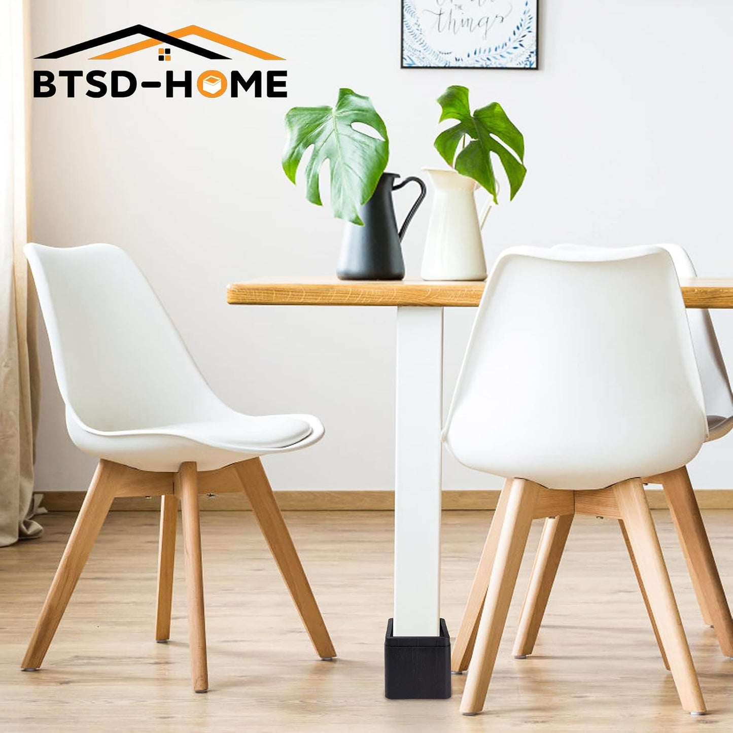 BTSD-home Adjustable Bed Risers 4 Inch, 8 Pack | Heavy Duty Stackable Furniture Lifts, 4 or 8 Inch, for Beds, Couches