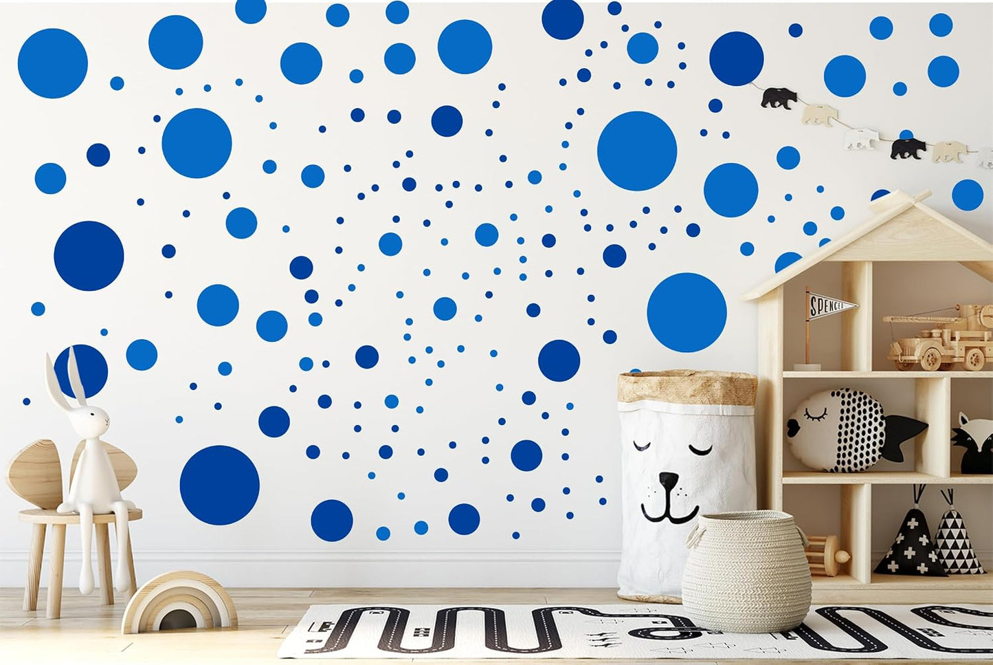 500+ Assorted Polka Dot Circle Wall Stickers for Kids Bedroom Living Room / Blue