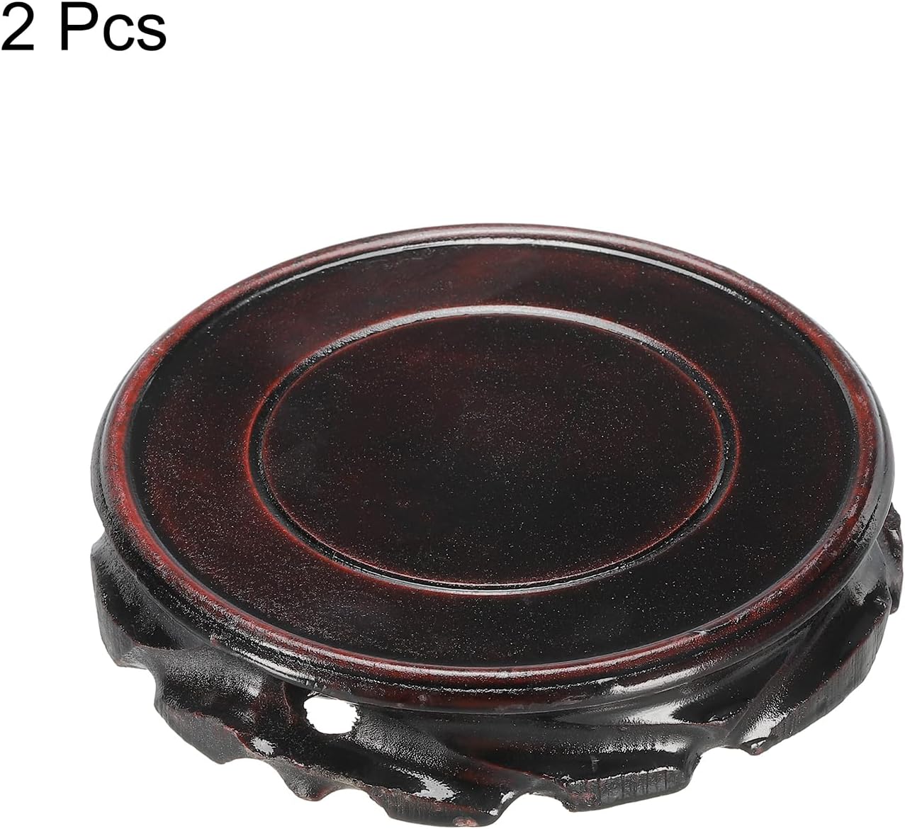 Wooden Display Stand Base Stand Holders 110mm/ Diameter for Vase Bonsai Stone / Black / 4.33 Inch