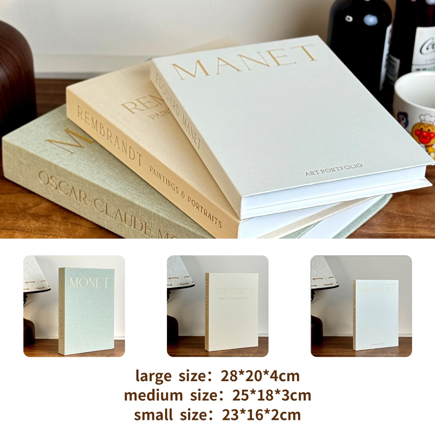 Faux Books Storage Box / Beige / Set of 3