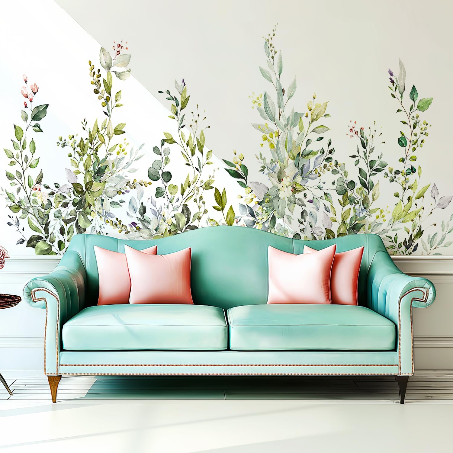 Large Floral Flowers Wall Stickers / Plants Green