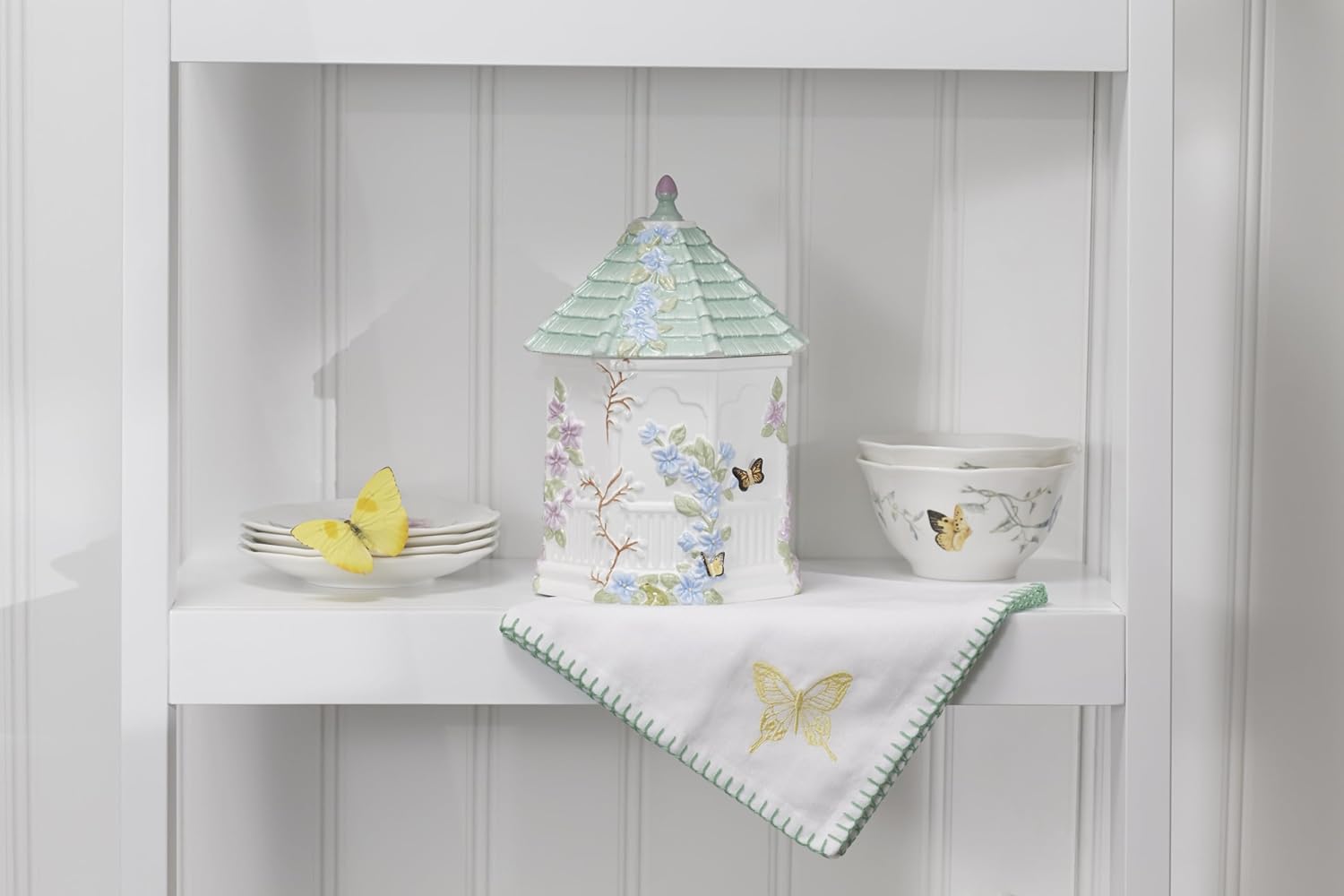 Butterfly Meadow Figural Gazebo Cookie Jar / Cookie Jar, Gazebo / White