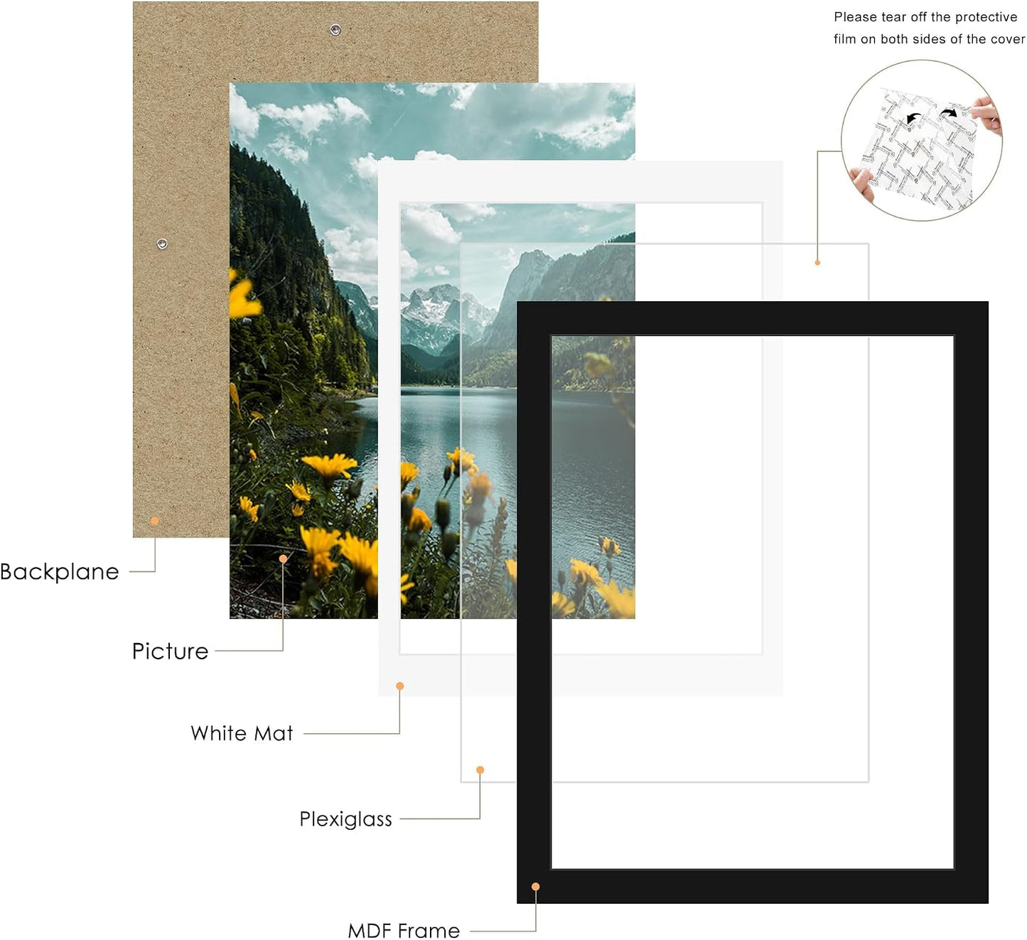 18x24 Black Poster Frame, Picture Frame for Wall, 3 Pack | Fits 16x20 Photos With Mat or 18x24 Without Mat, Vertical or