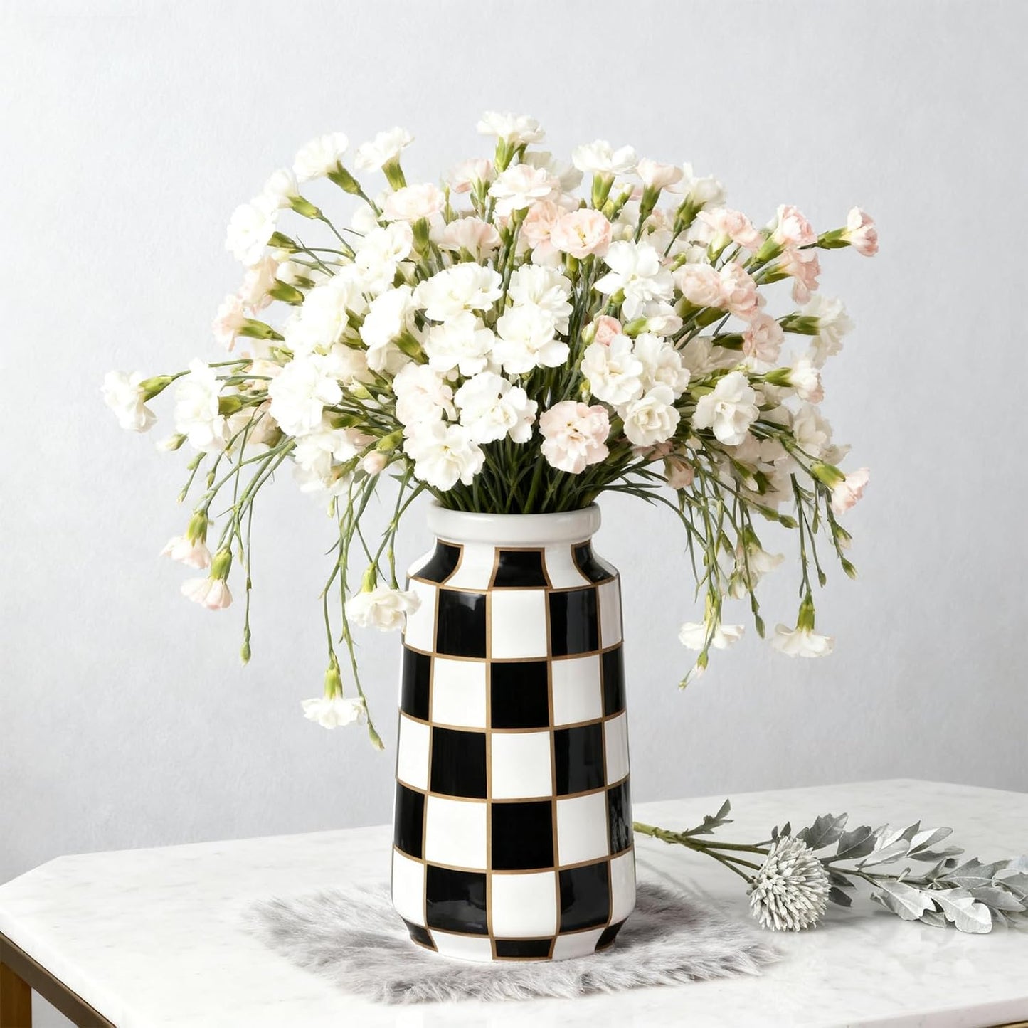 White Ceramic Vase / Black