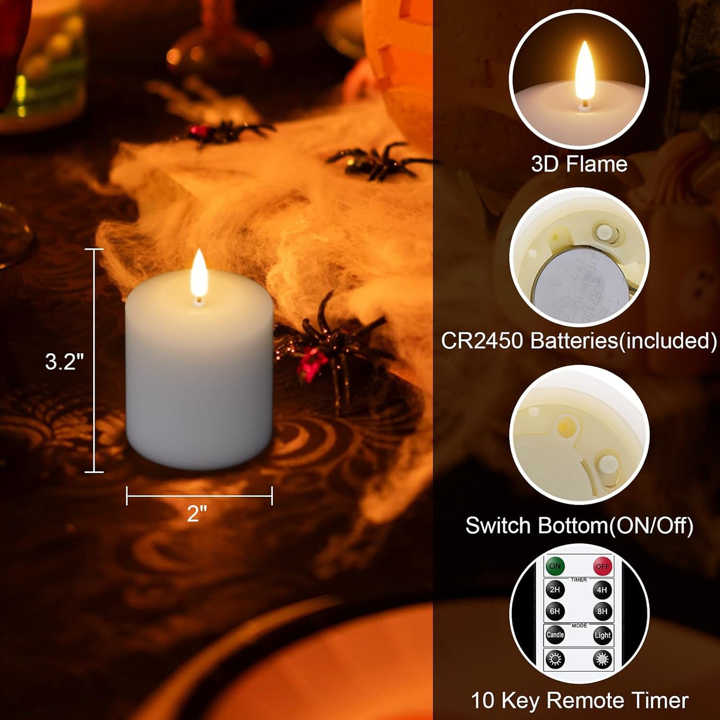 GenSwin Wax Votive Flameless Candles Battery Operated Remote Timer White | Battery Include, Pillar LED Fake