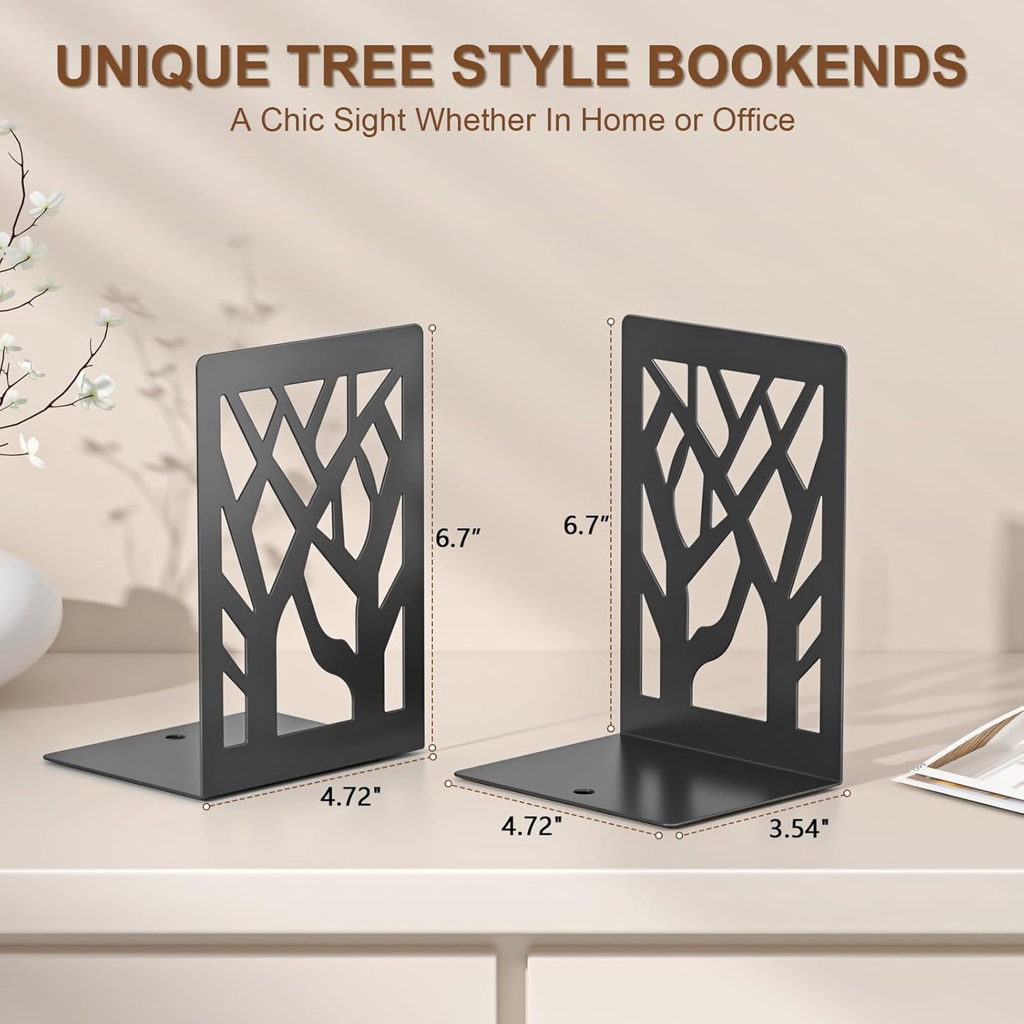 8-Piece Metal Bookends / Black Bookend 4 Pairs