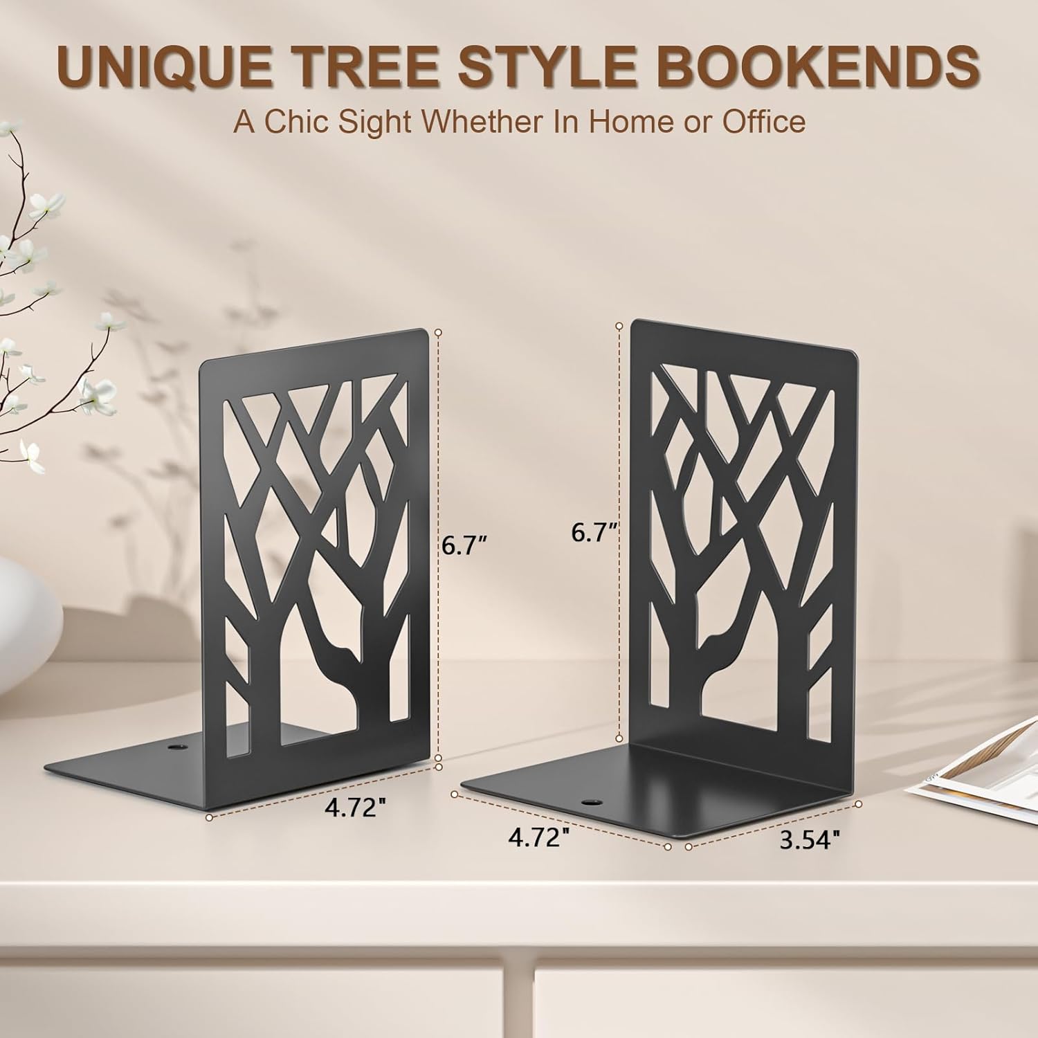 8-Piece Metal Bookends / Black Bookend 4 Pairs