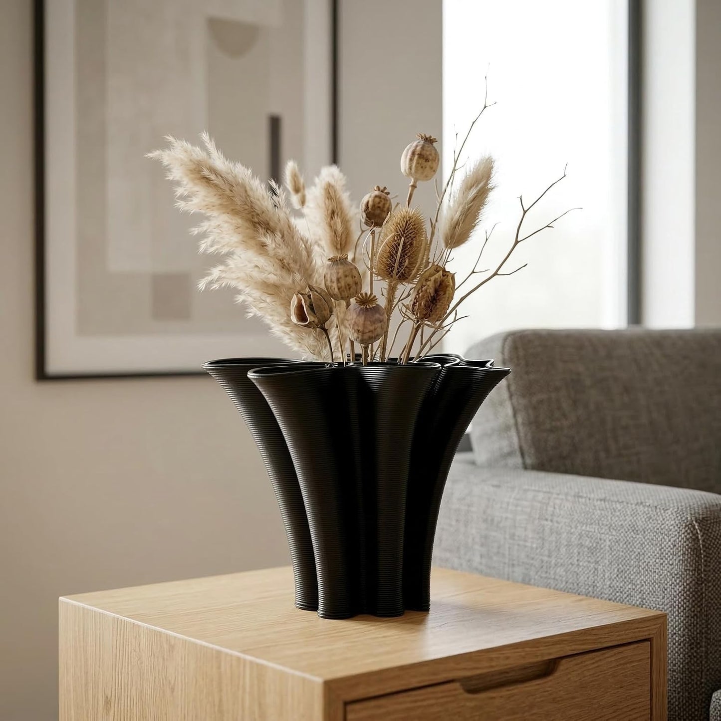 Black Ceramic Vase / Black-b, 5.9 Inch