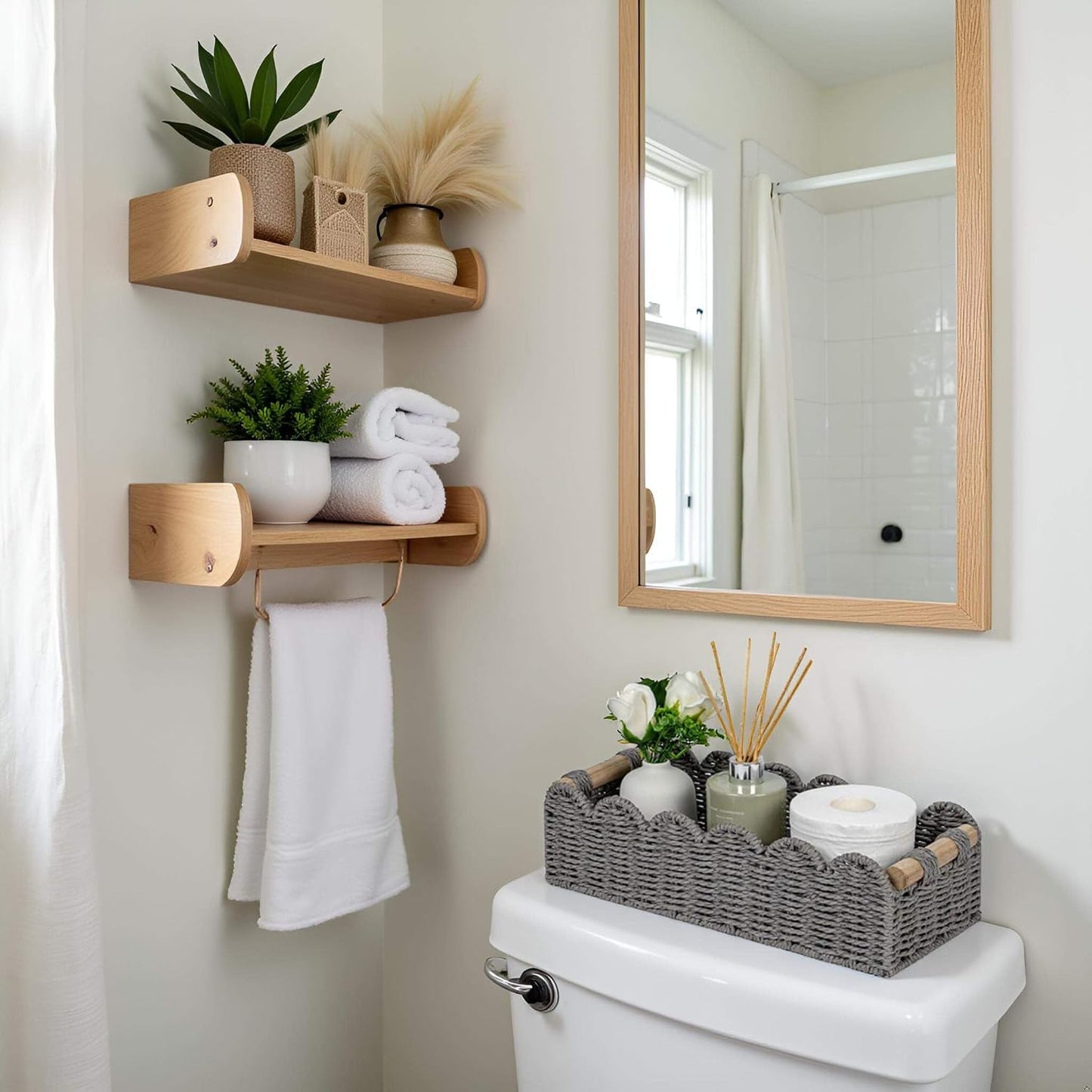 Scalloped Edge Toilet Paper Storage Basket / Grey / 14 x 6.3 x 3.9 / M - In