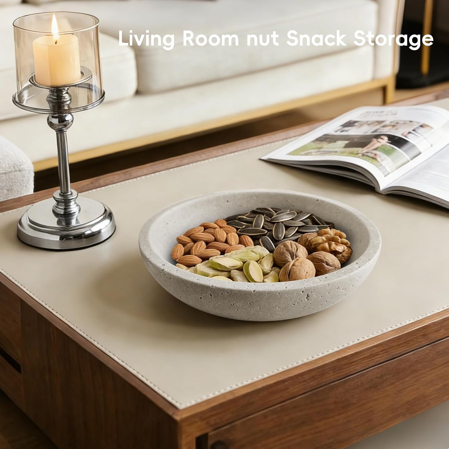 Travertine Bowl Modern Key Bowls for Entryway Table / Grizzly