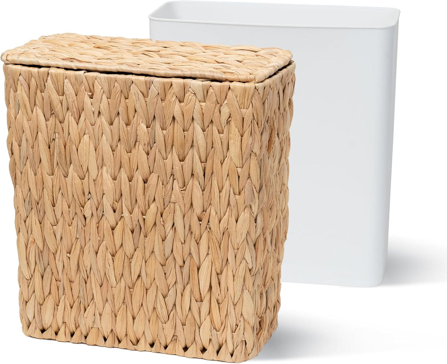 Wicker Waste Basket / Water Hyacinth / Natural