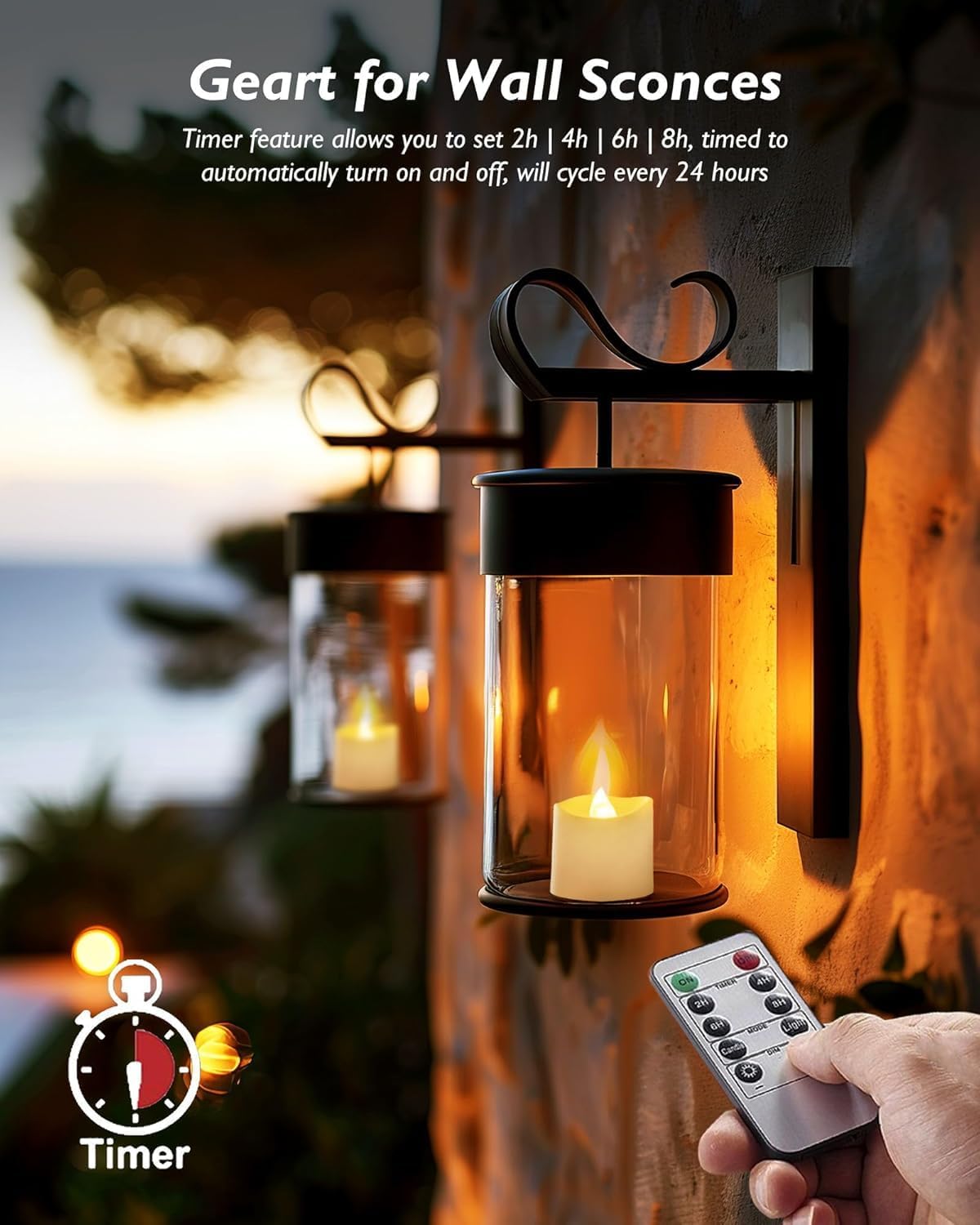 Homemory White Flameless LED Votive Tealight Candles & Timer Remote, 24Pack | Battery operated, 400+ hour runtime