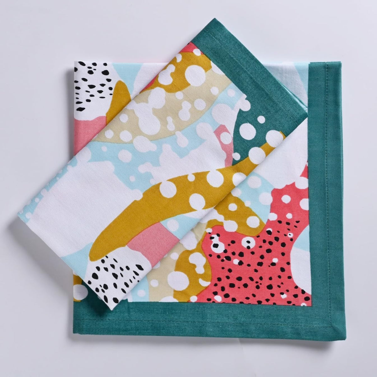 FINGERCRAFT Cloth Napkins Set of 12, 100% Cotton, 20x20 Inch Pastel Splash | Mitered corner, washable, soft, absorbent