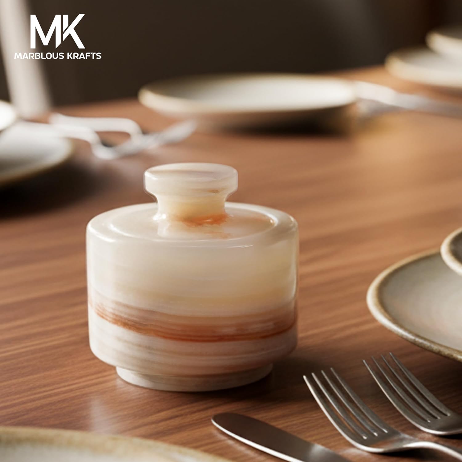 Marble Salt Cellar 3" Salt Holder / White Onyx
