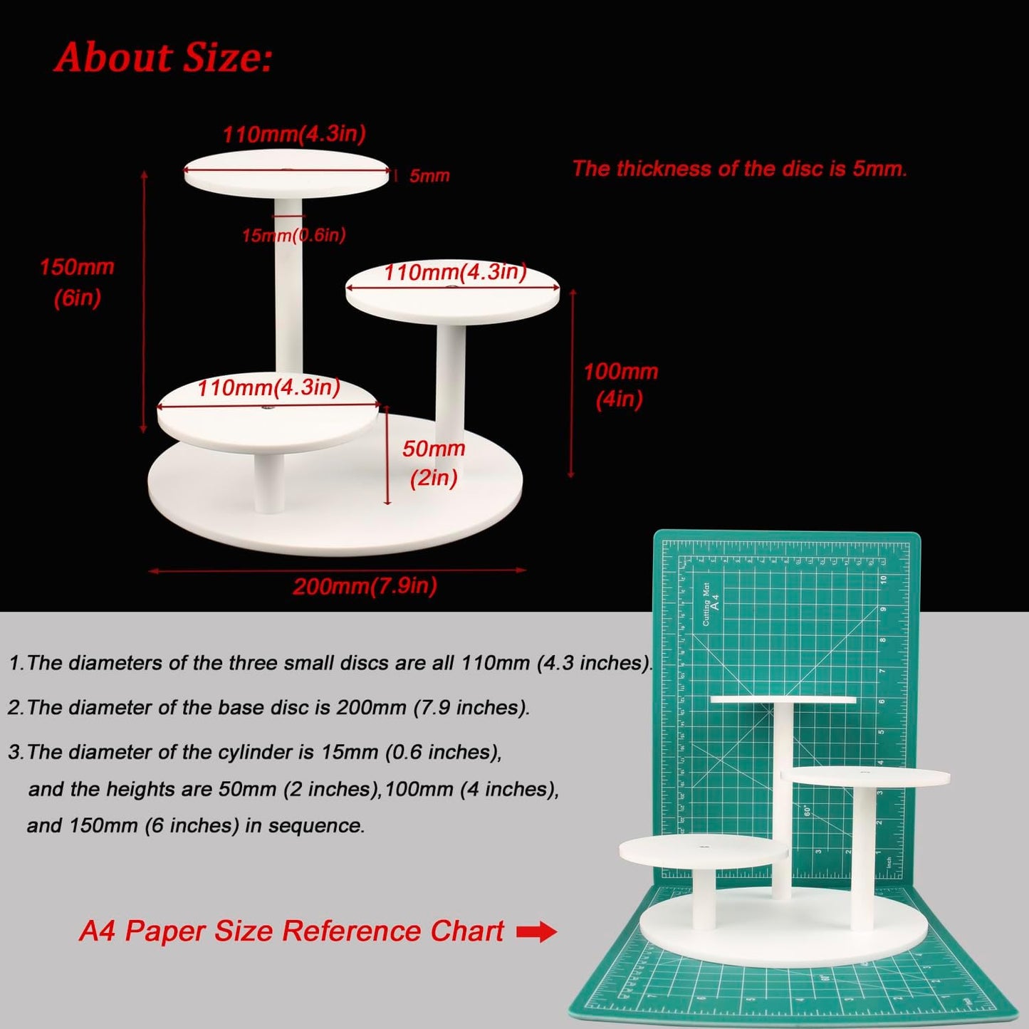 Risers for Display Frosted Acrylic Table Display Stand for Figure and Succulent Plants Small / White