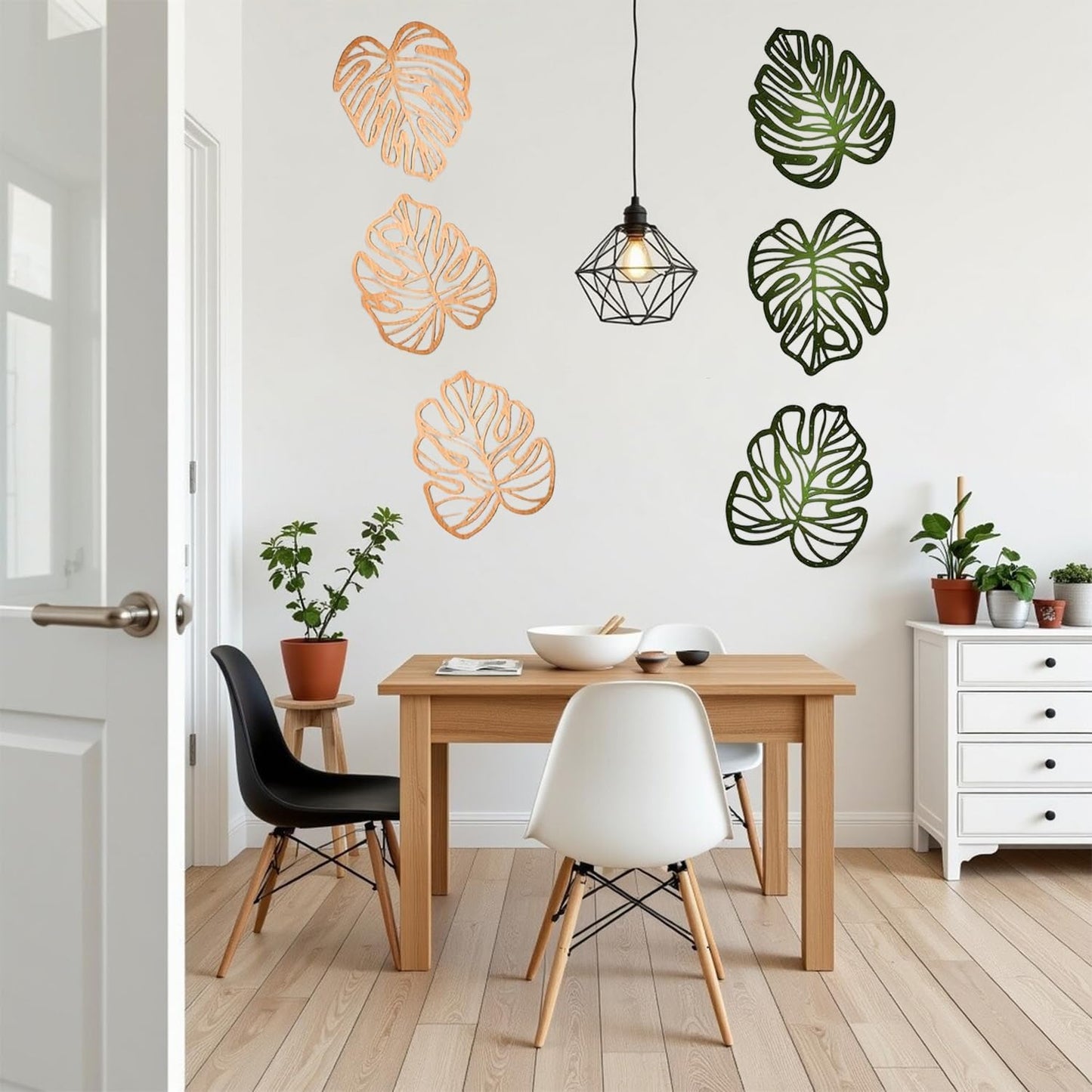 Boho Tropical Jungle Plant Wall Art / Light Brown / Set of 3
