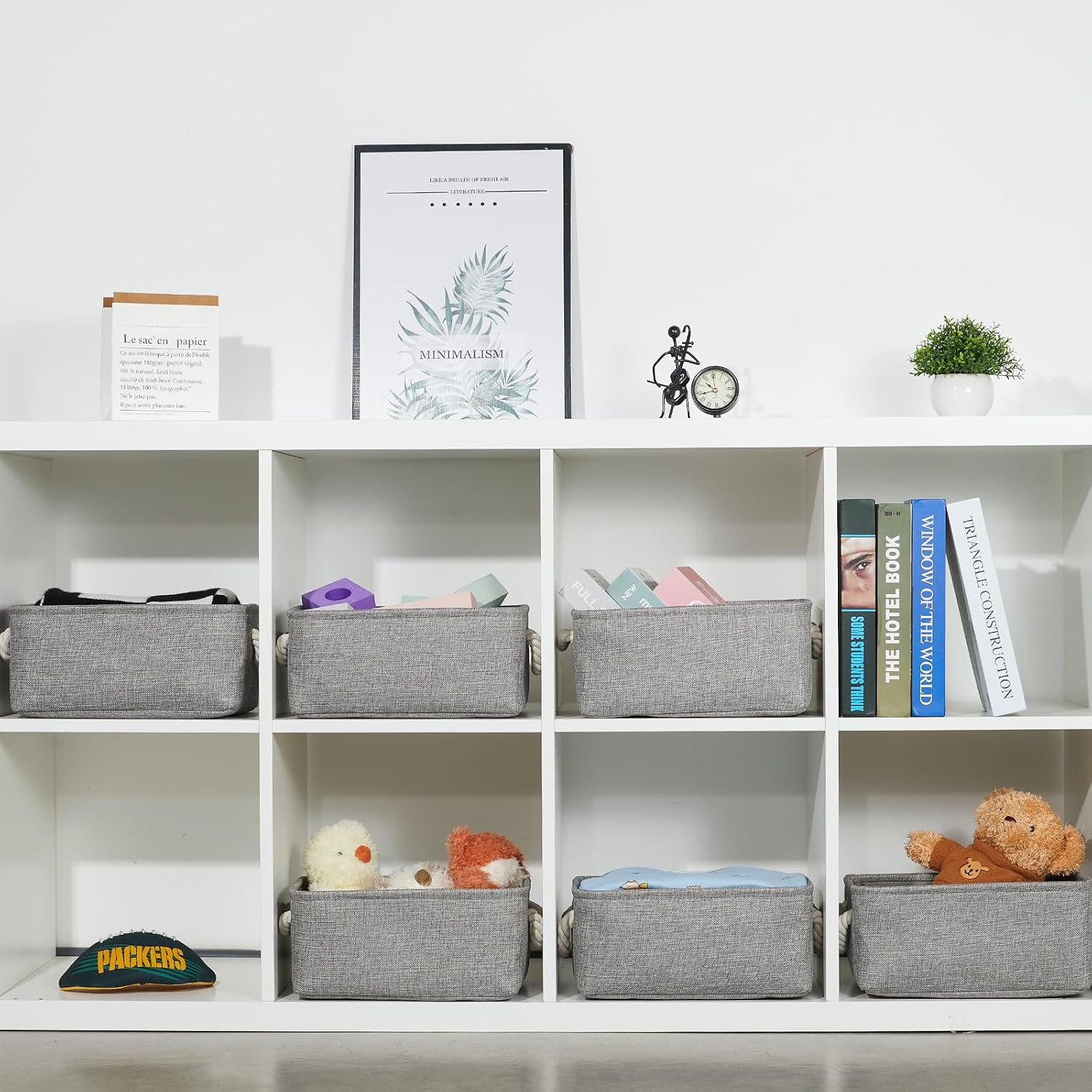 Handles Collapsible Canvas Organizer / Grey / 11.8 x 7.8 x 5 / Set of 6
