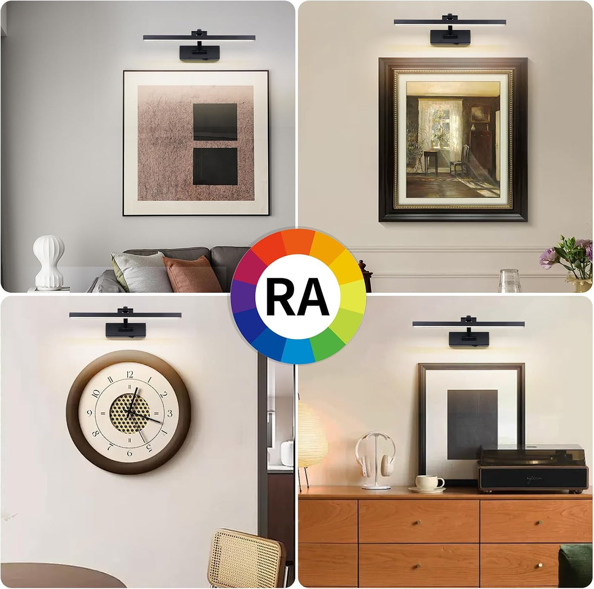 LED Wireless Picture Light with Remote Control,USB Rechargeable Battery Powered Art Lamps,Dimmable,270°