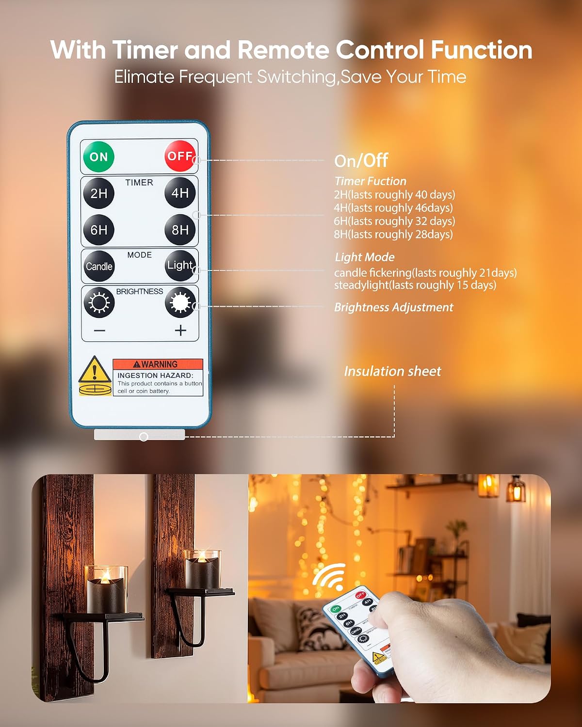 Homemory Black Flameless LED Votive Tealight Candles & Timer Remote, 24Pack | Battery operated, 400+ hour runtime