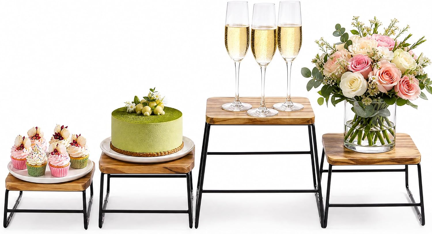 Cupcake Stand & Wood / 4 Piece Wood Buffet Risers