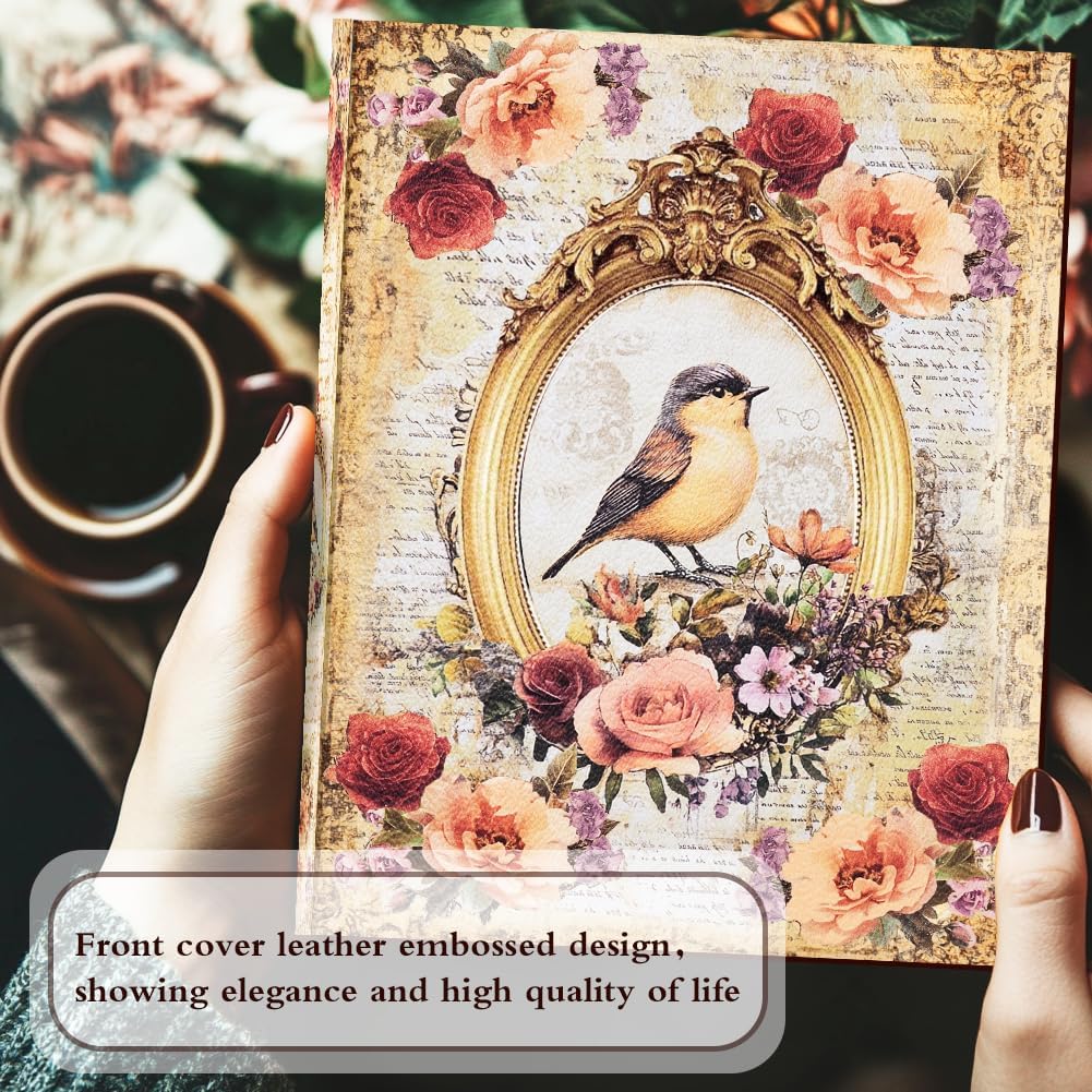 Floral Bird Fake Book Box Decorative Books Boxes Wood / Floral and Bird