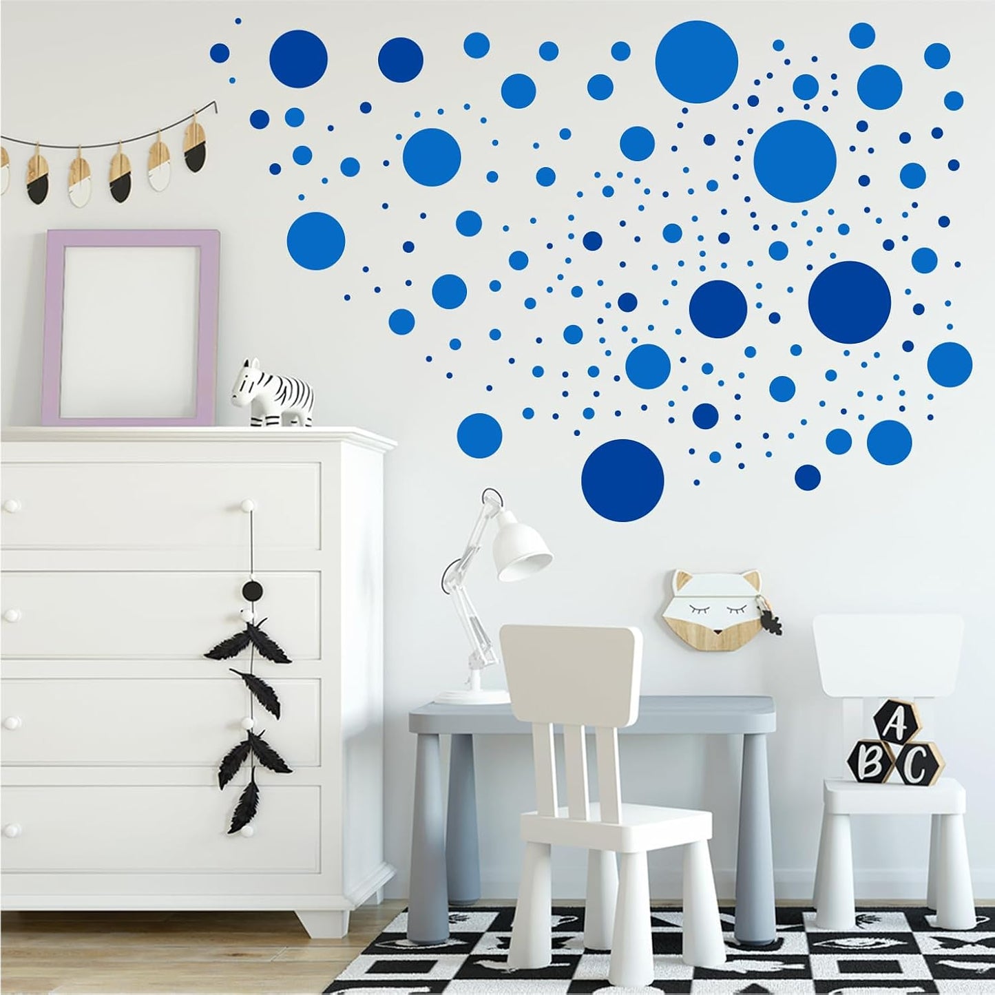 500+ Assorted Polka Dot Circle Wall Stickers for Kids Bedroom Living Room / Blue