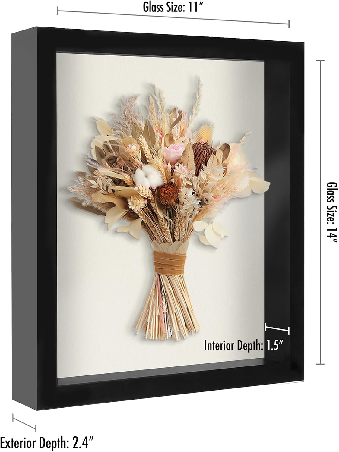 Americanflat 11x14 Shadow Box Frame with Shatter-Resistant Glass - Silhouette Collection - Large Shadow Box Display