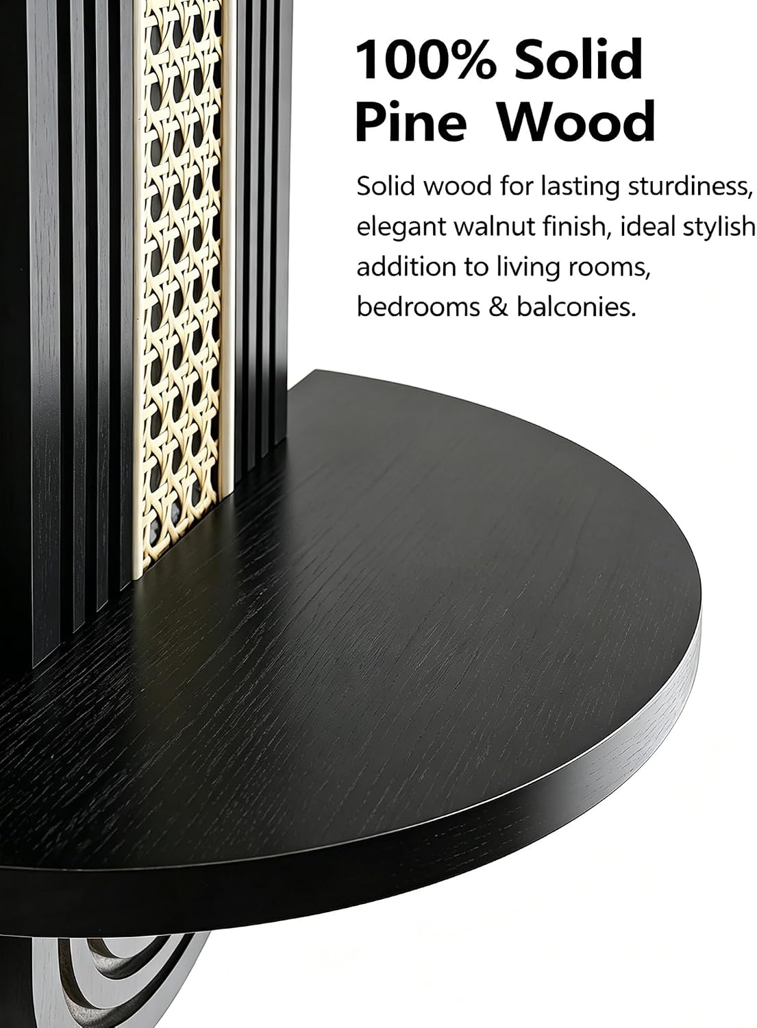 Floating Shelves / Rattan Plant Shelf / Black / Set of 2