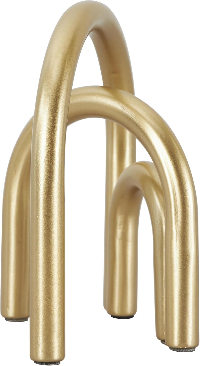 Metal Geometric Decorative Sculpture Overlapping Arch Home Decor Statue / Gold / 7 x 4 x 8