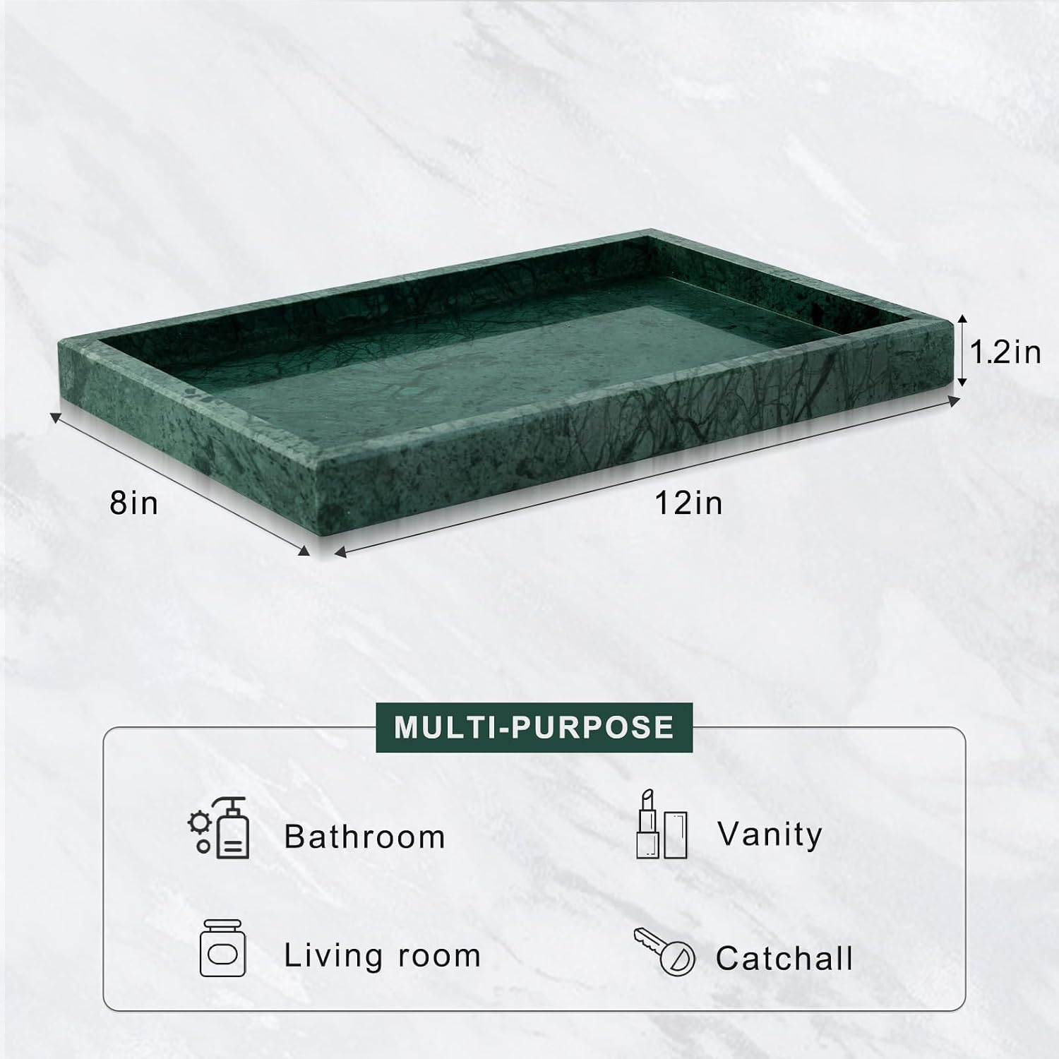 Marble Bathroom Tray for Countertop & Home Decor / Green