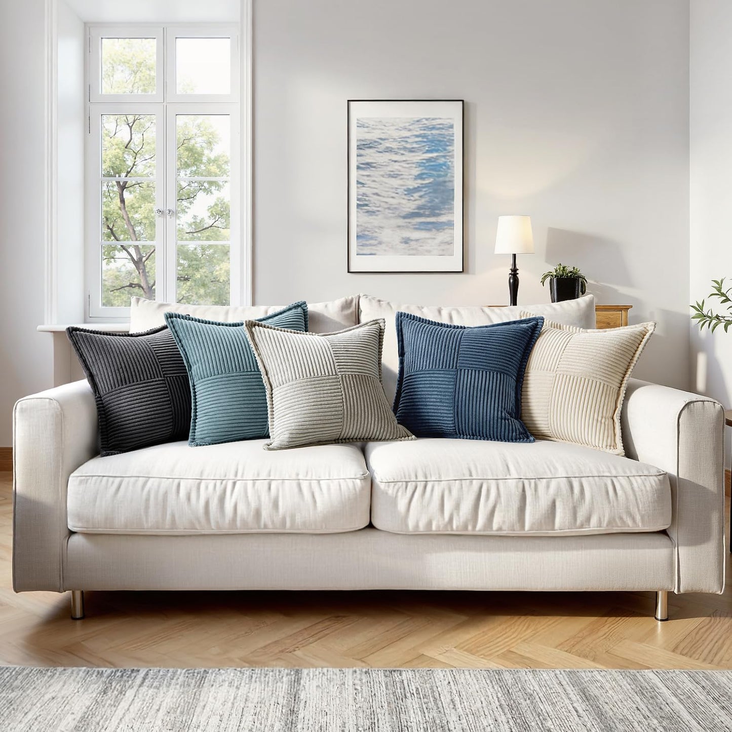 Decorative Throw Pillow Covers / 18 x 18 / Blue / Set of 2