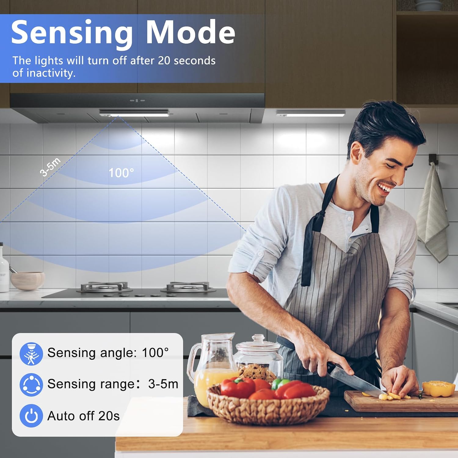Under Cabinet Lighting 5 Packs, 3 Color Temperature Rechargeable Motion Sensor Lights for Kitchen, Counter, Closet