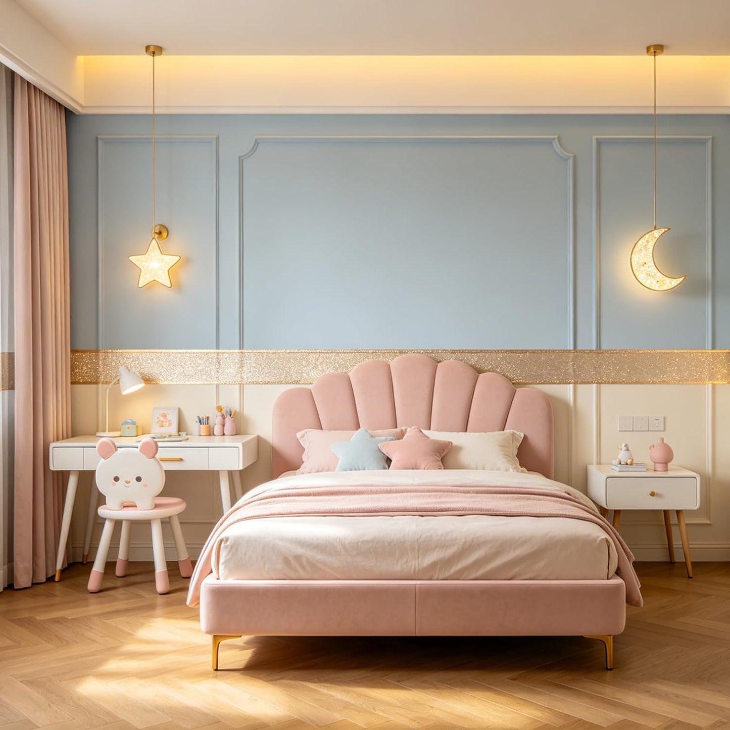 Glitter Wall Border Peel and Stick Removable Wall Trim / 3.94 x 236 / Champagne / Gold