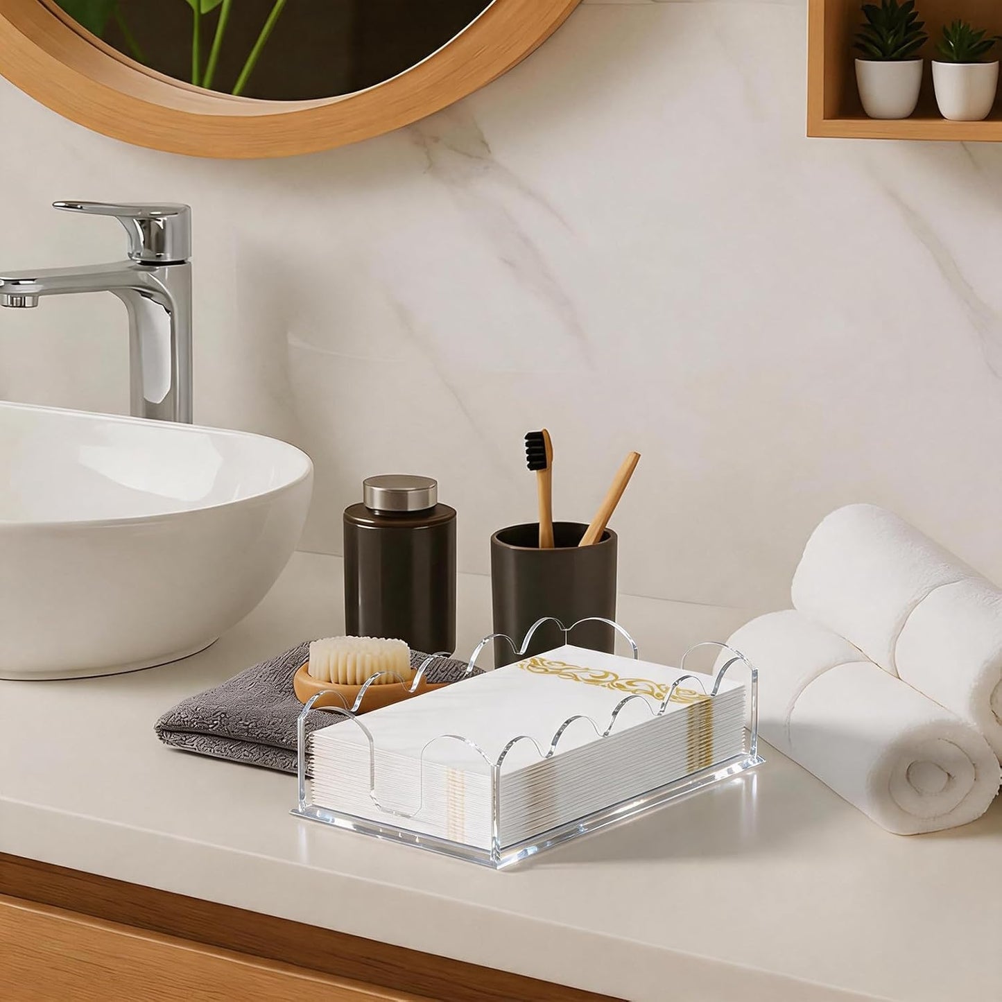 Acrylic Guest Towel Napkin Holder / Clear