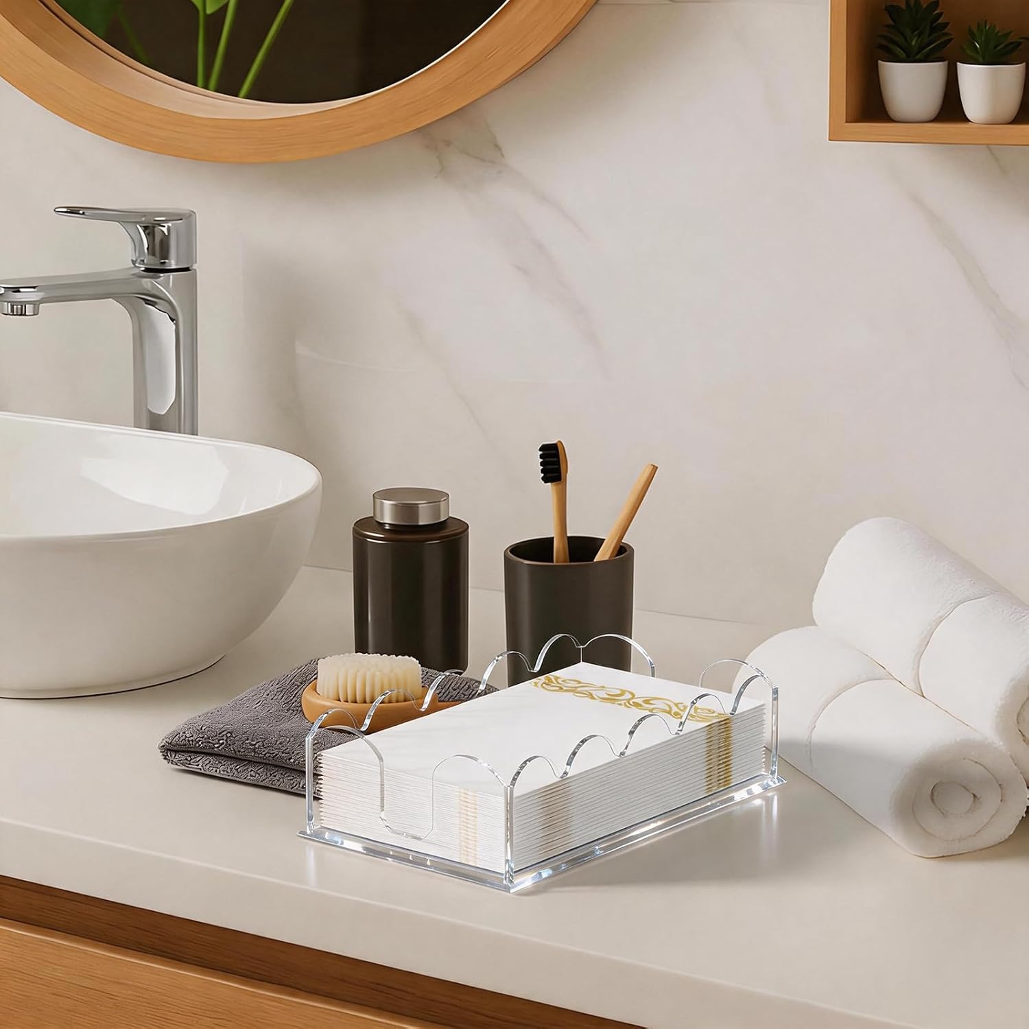 Acrylic Guest Towel Napkin Holder / Clear
