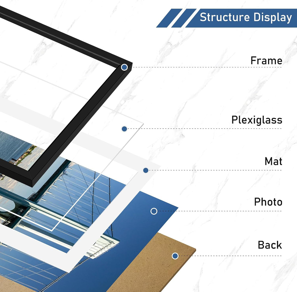 Wiscet 16x20 Picture Frame Set of 4, for Wall Mounting, Black | Display Picture 11x14 with Mat or 16x20 Poster Frame