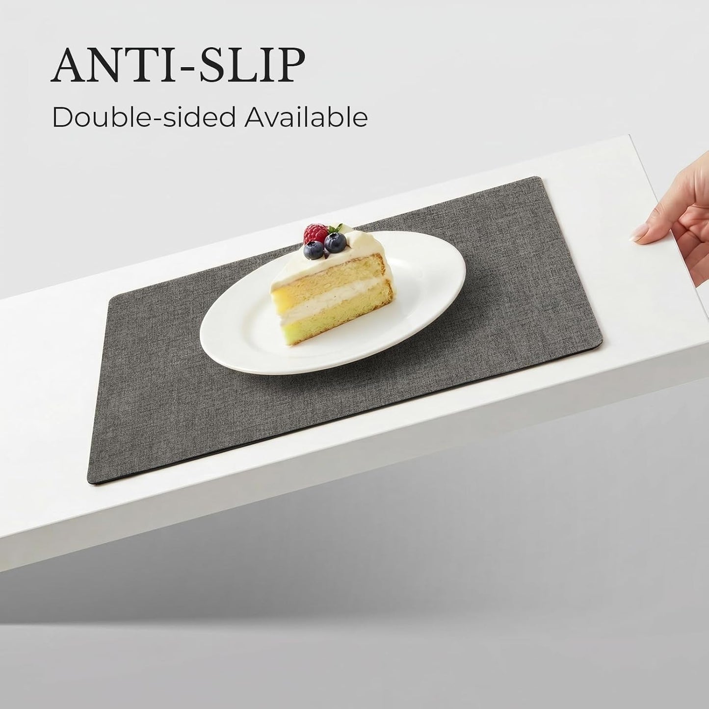 Romanstile Vinyl Placemats Set of 8, Reversible Faux Leather Heat Resistant Wipeable Table Mats, Waterproof Washable