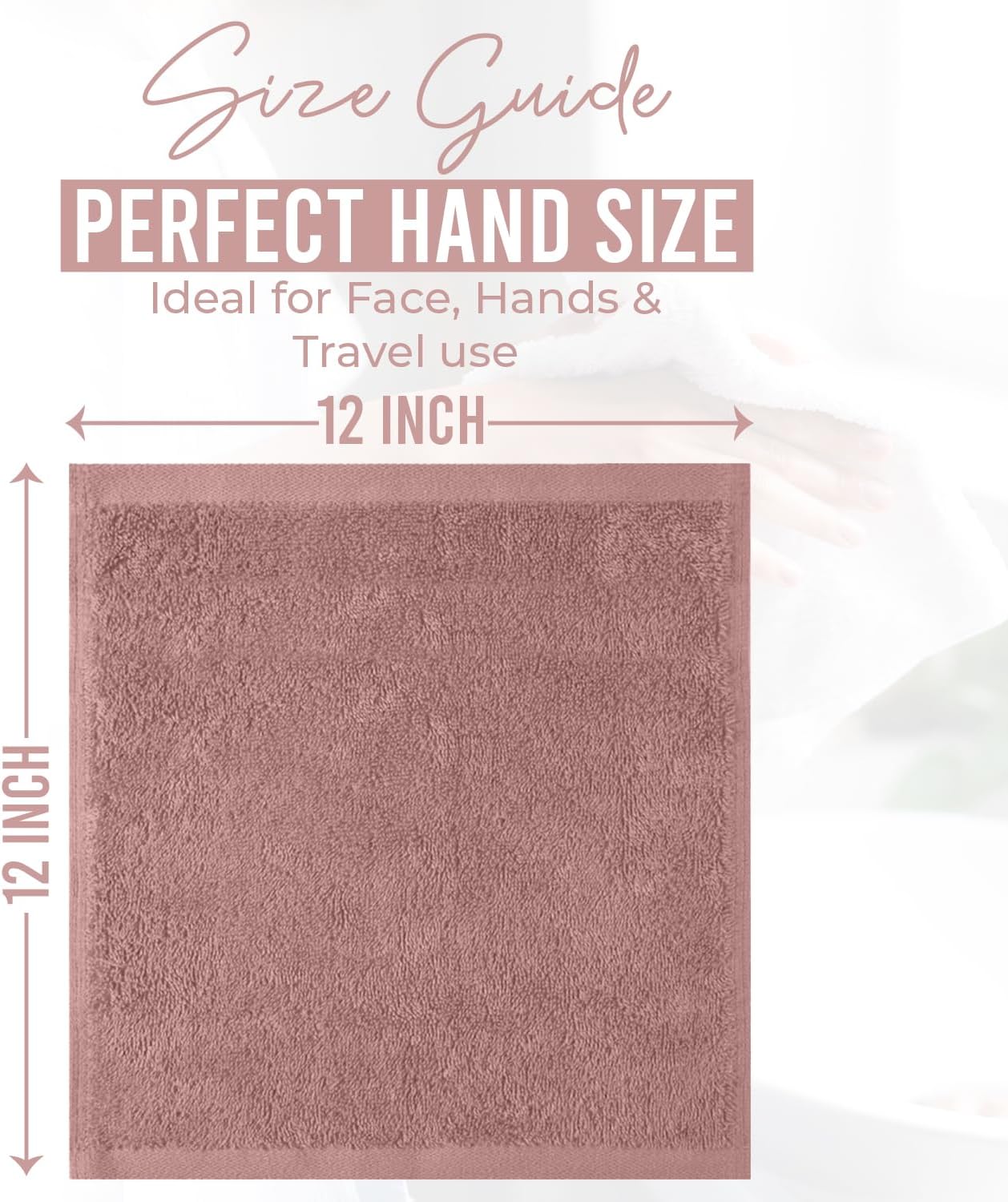DAN RIVER 24 Pack Cotton Wash Cloths Set for Showering [12x12] Dusty Pink | Lighter Weight, Quick to Dry, Super Soft &