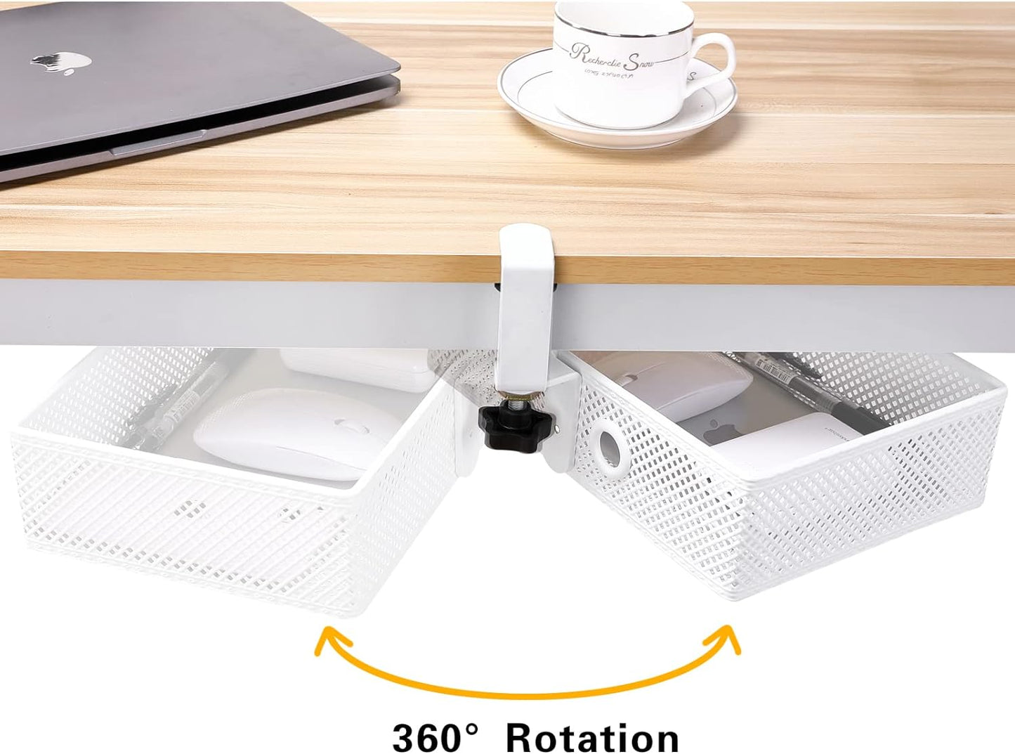 Under Desk Drawer, Clamp on Desk Organizer Hanging Desk Storage Under Table | Under desk organizer: clamp on desk