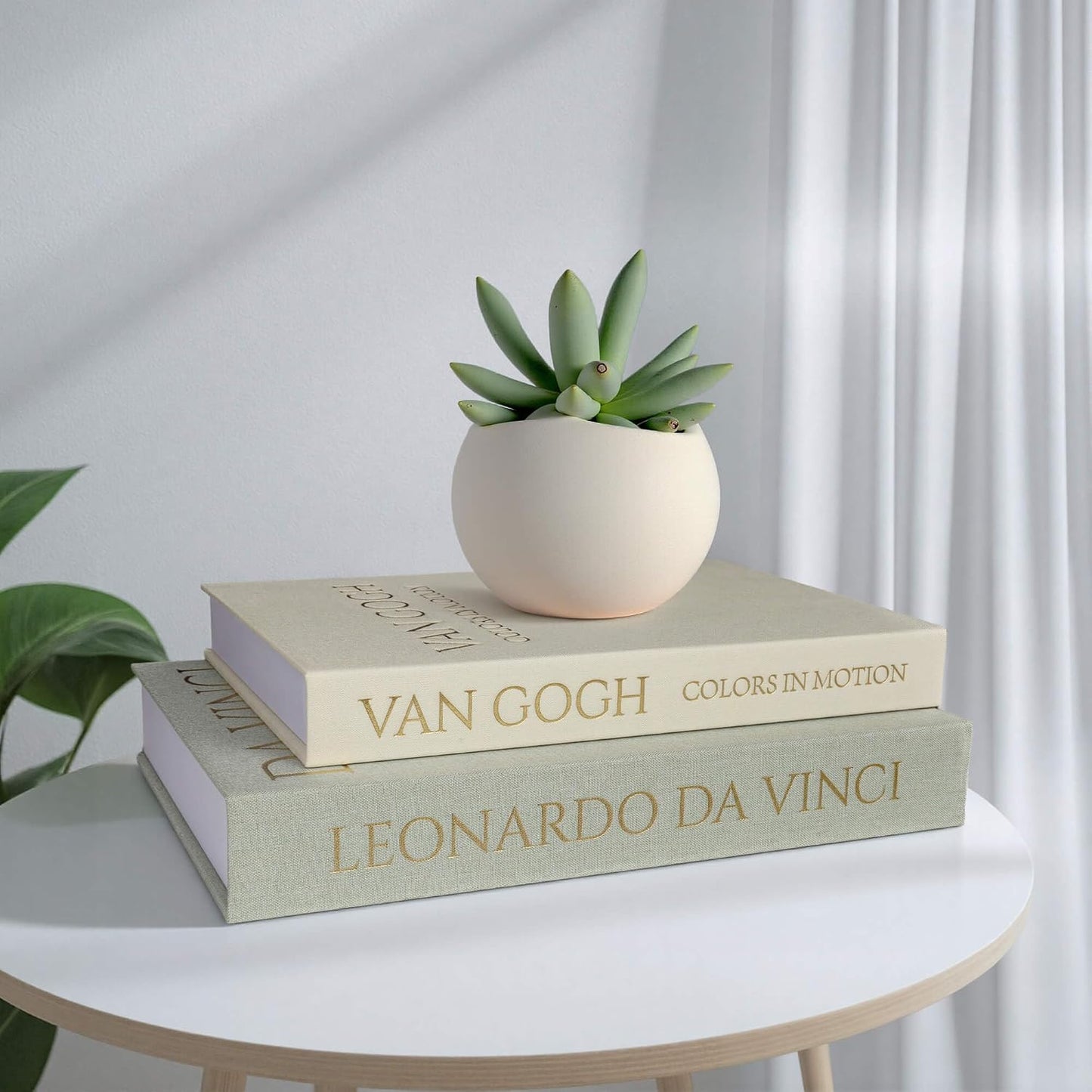 Linen Cover / Decorative Storage Books / Sage-beige / Set of 2