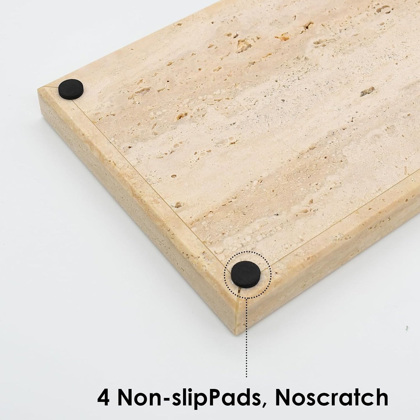 Real Tray / Rectangle Genuine Stone Tray / Travertine / 12 x 8 x 1.2 / Natural