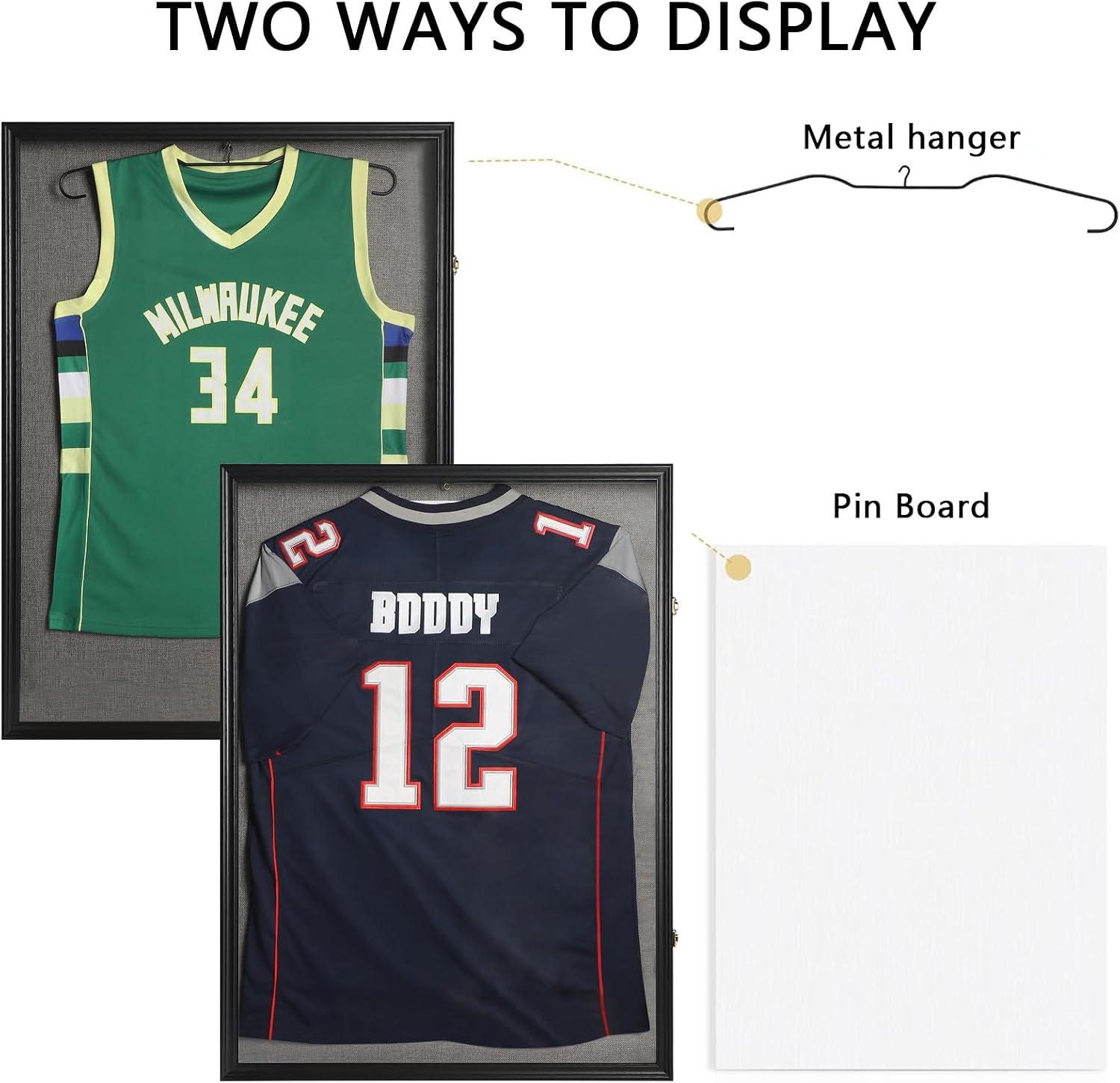 IHEIPYE Large Jersey Frame Display Case Lockable, Sport Jersey Shadow Box with 98% UV Protection Acrylic and Hanger for